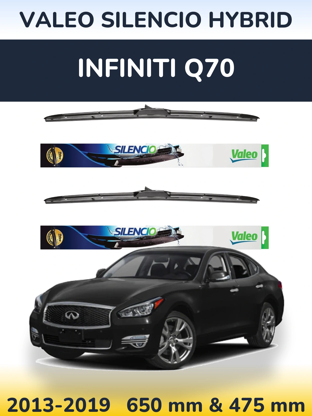 Komplet przednich wycieraczek Valeo Silencio Hybrid 650 & 475 mm do Infiniti Q70 2013-2019