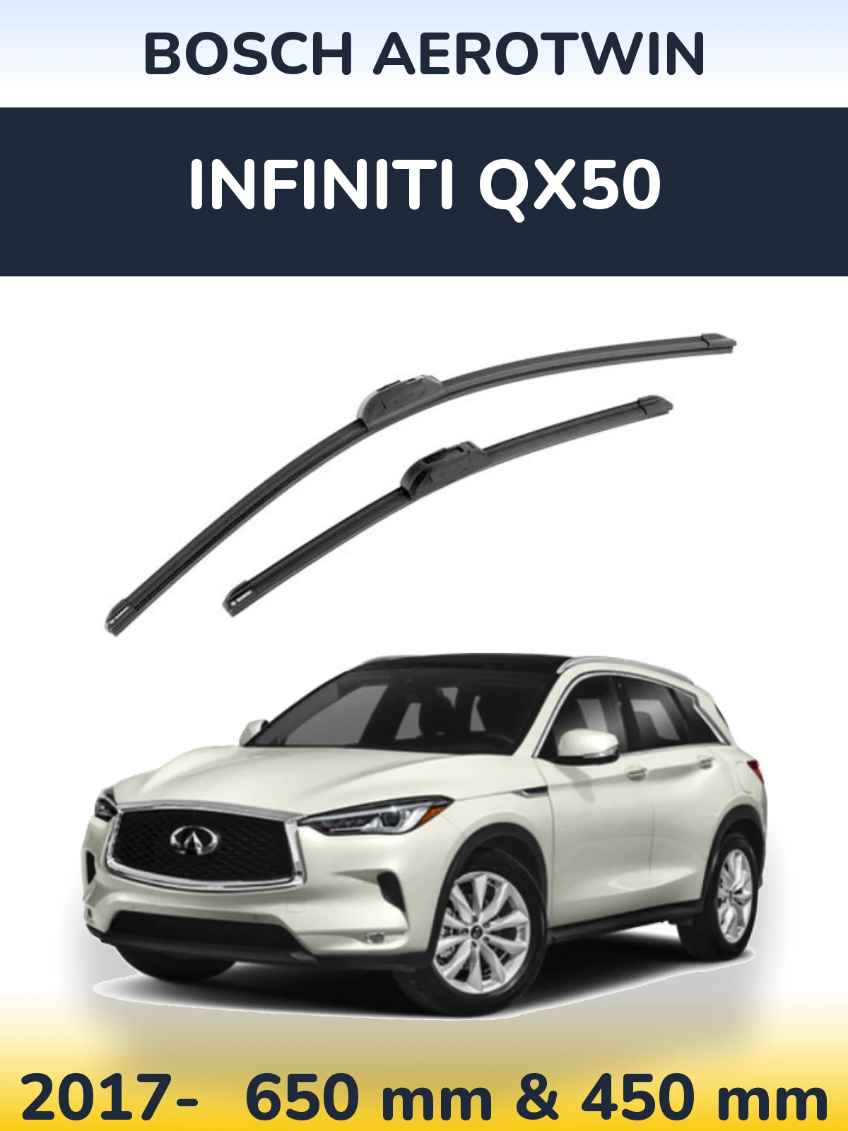 Комплект передніх щіток BOSCH AeroTwin 650 & 450 мм для Infiniti QX50 2017-2026