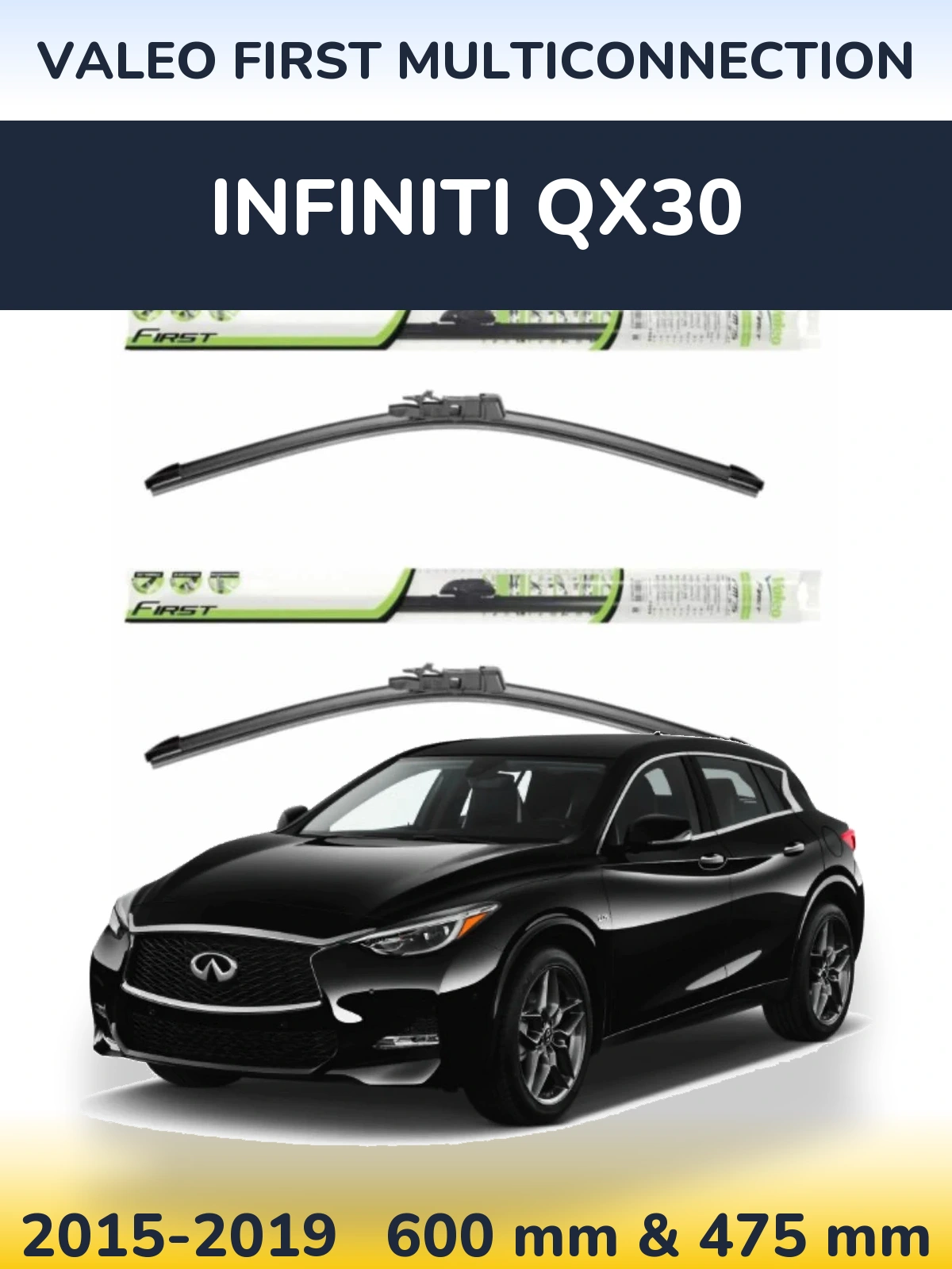 Комплект передніх щіток Valeo First MultiConnection 600 & 475 мм для Infiniti QX30 2015-2019