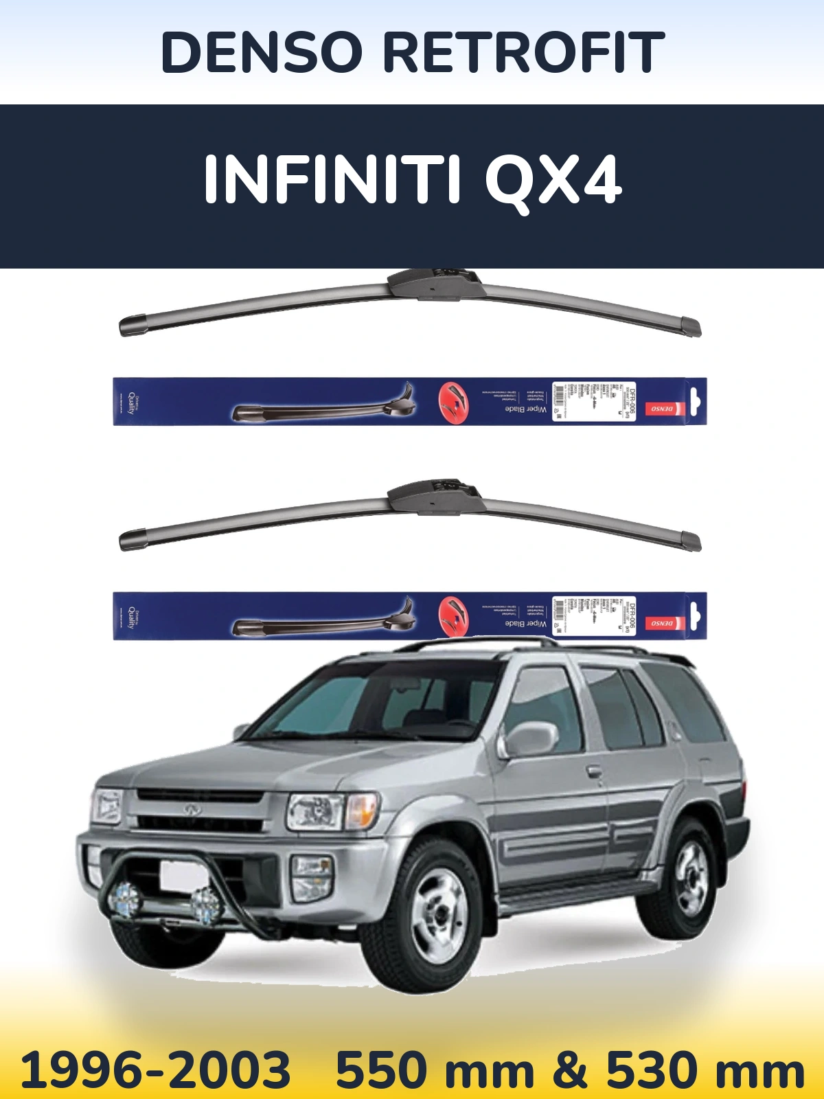 Front wiper blade set Denso Retrofit 550 & 530 мм for Infiniti QX4 1996-2003