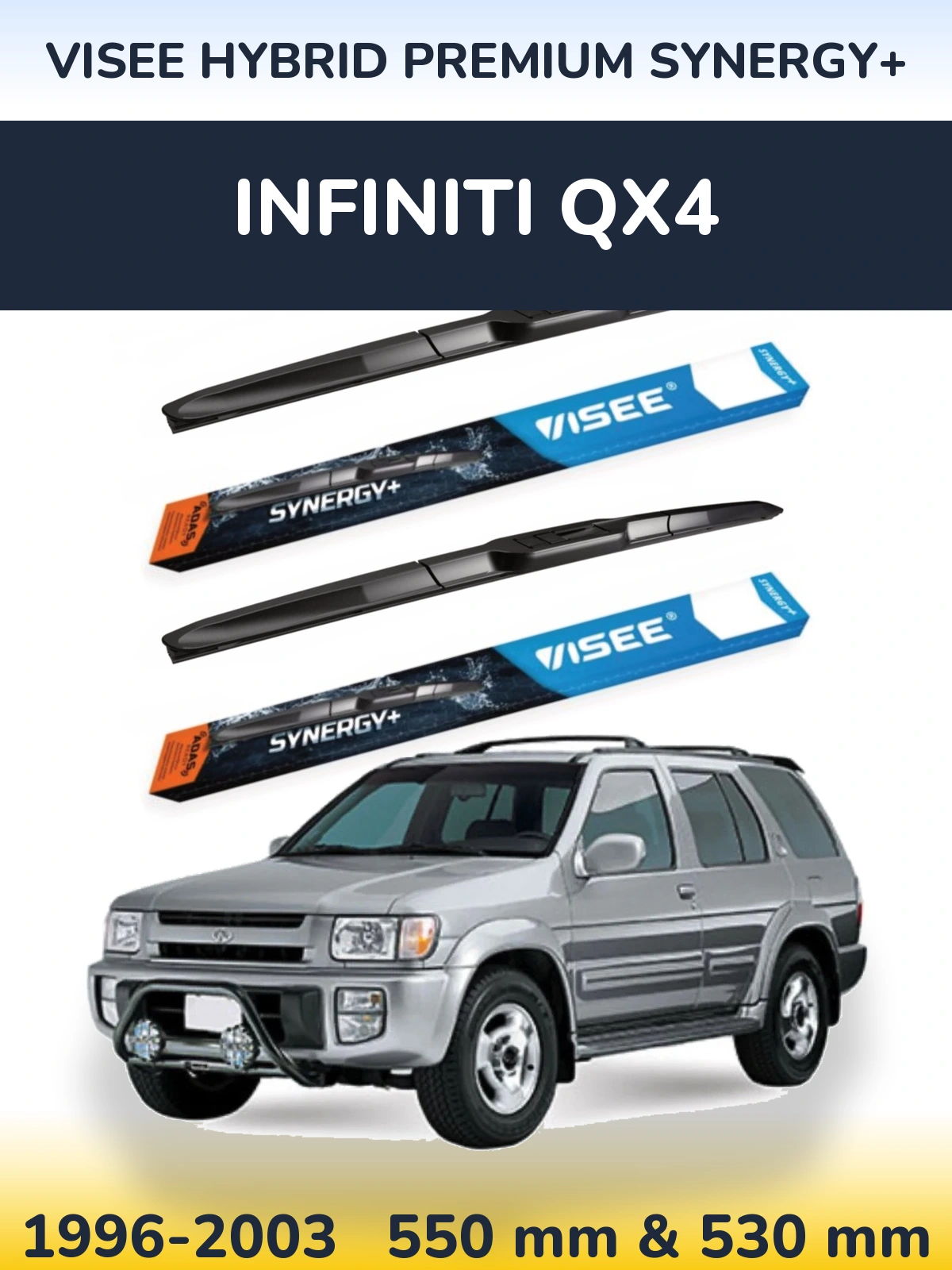 Front wiper blade set VISEE HYBRID PREMIUM SYNERGY+ 550 & 530 мм for Infiniti QX4 1996-2003