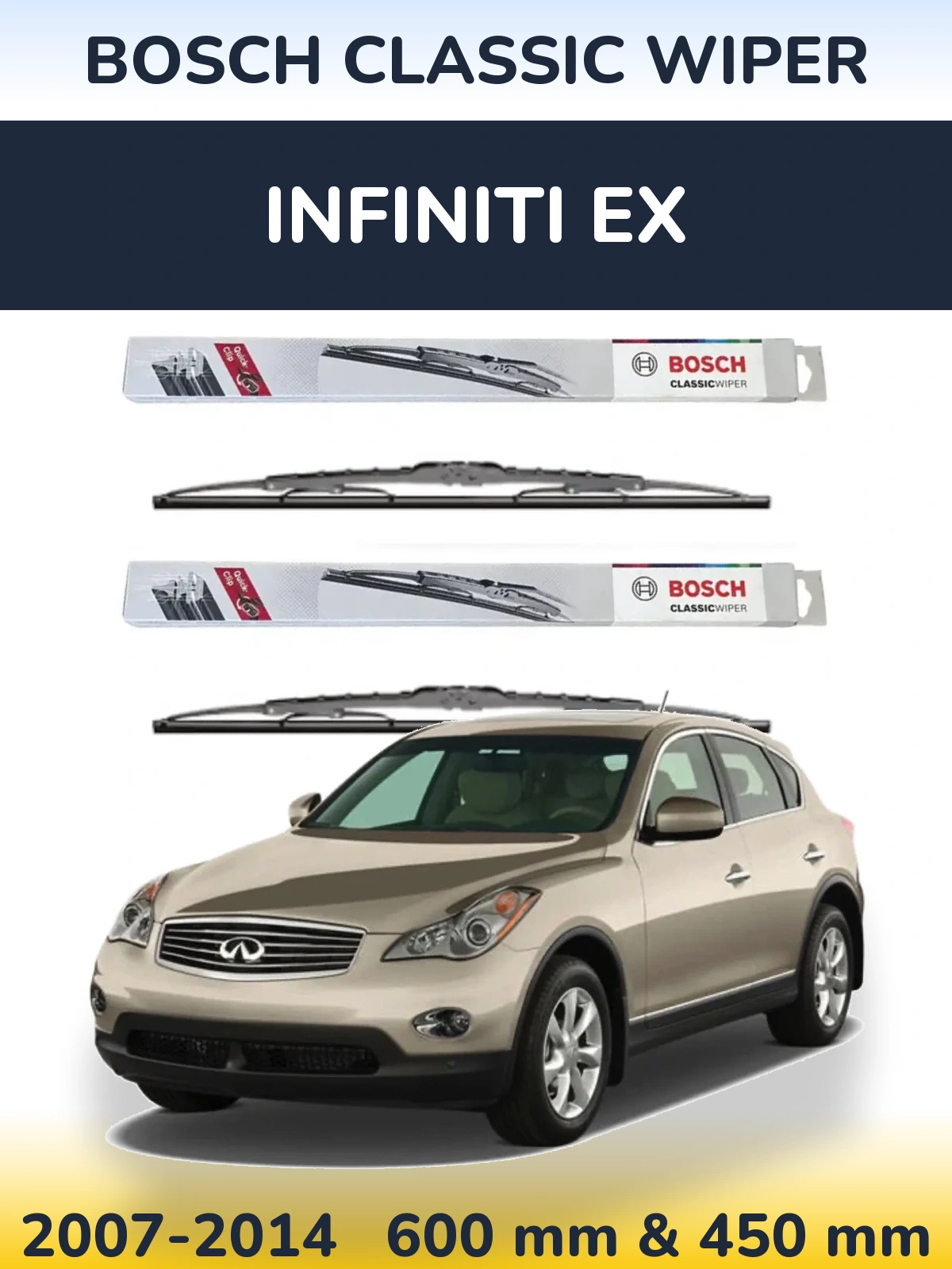 Комплект передних дворников BOSCH Classic Wiper 600 & 450 мм для Infiniti EX 2007-2014