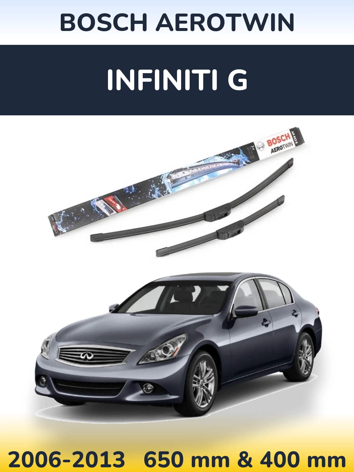 Front wiper blade set BOSCH AeroTwin 650 & 400 мм for Infiniti G 2006-2013