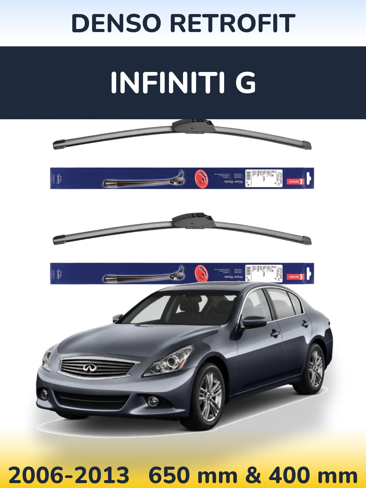Front wiper blade set Denso Retrofit 650 & 400 мм for Infiniti G 2006-2013