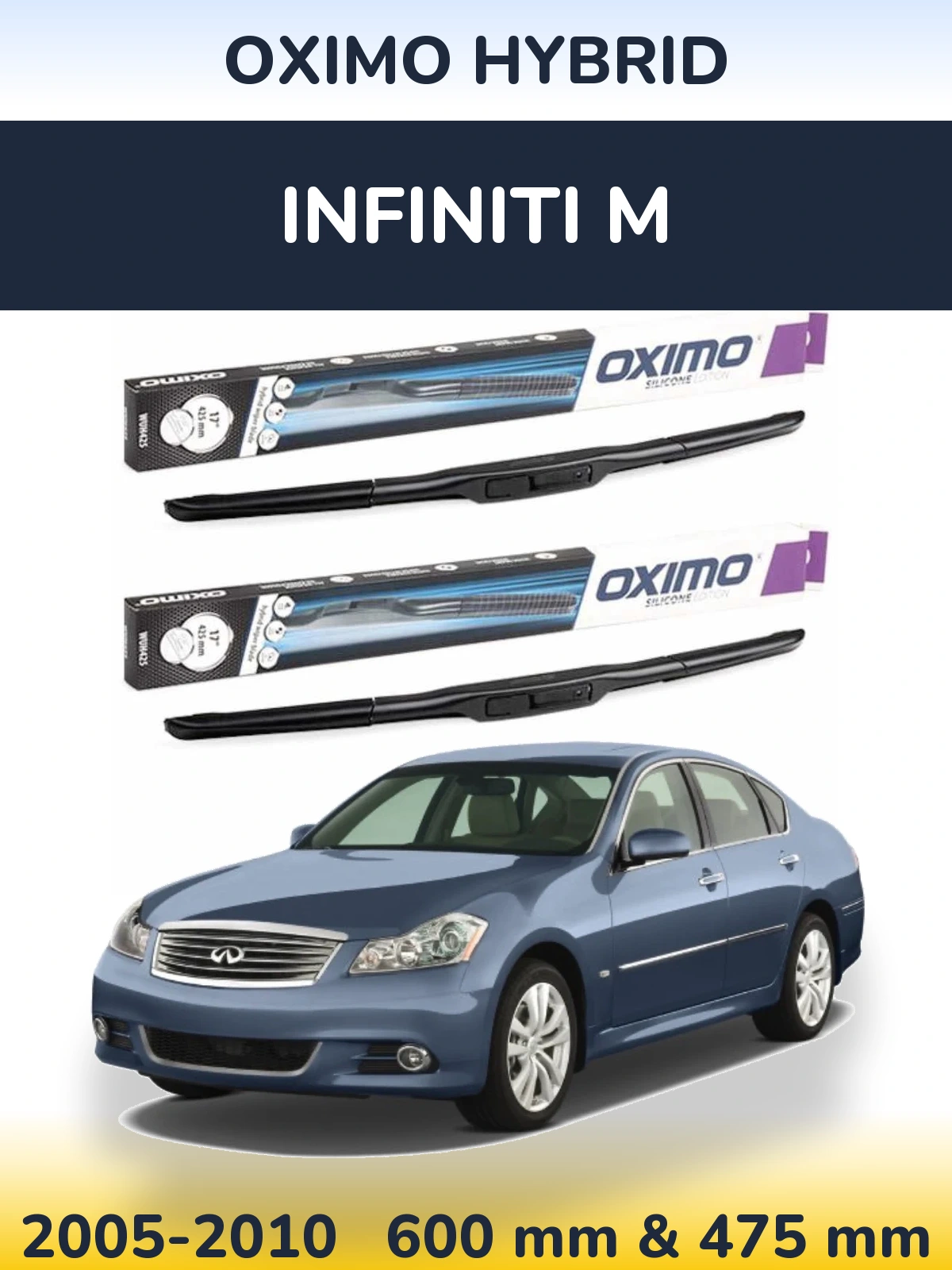 Komplet przednich wycieraczek Oximo Hybrid 600 & 475 mm do Infiniti M 2005-2010
