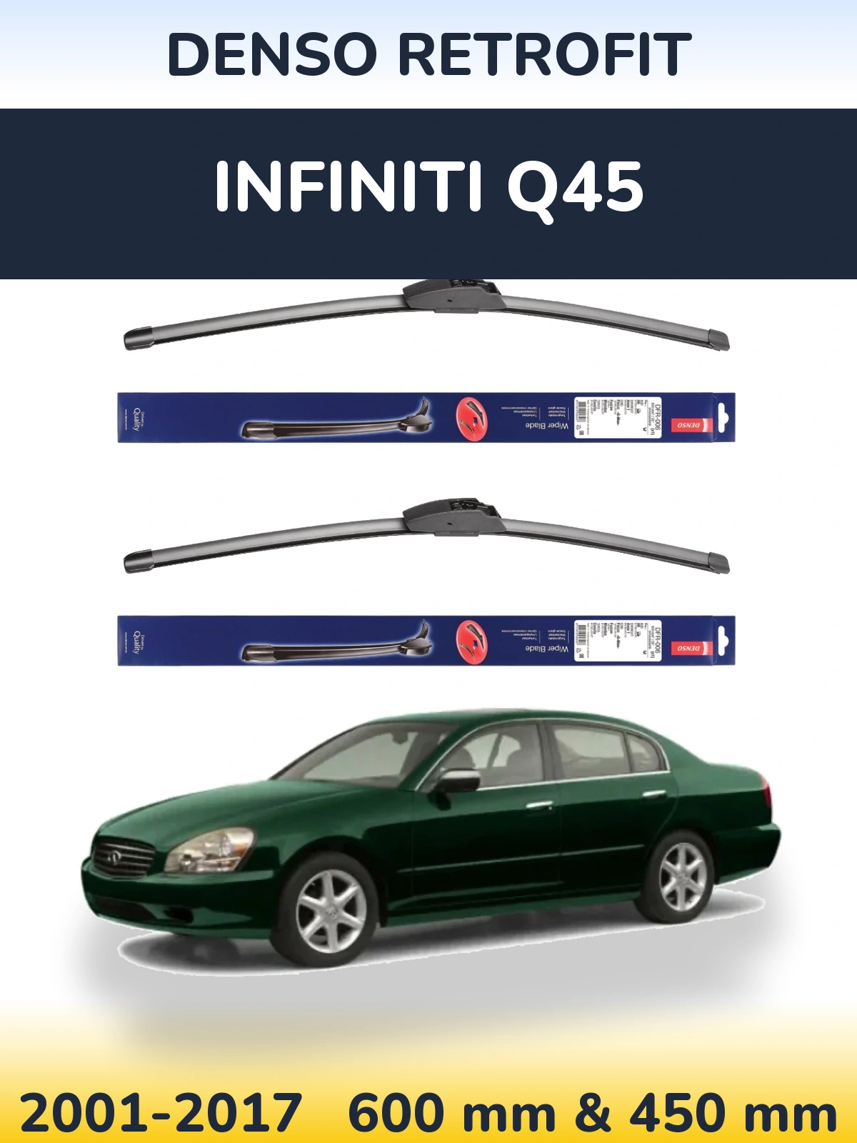 Front wiper blade set Denso Retrofit 600 & 450 мм for Infiniti Q45 2001-2017