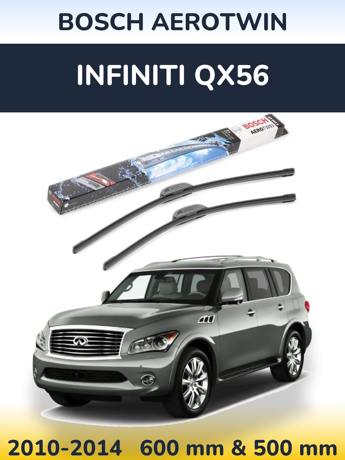 Komplet przednich wycieraczek BOSCH AeroTwin 600 & 500 mm do Infiniti QX56 2010-2014
