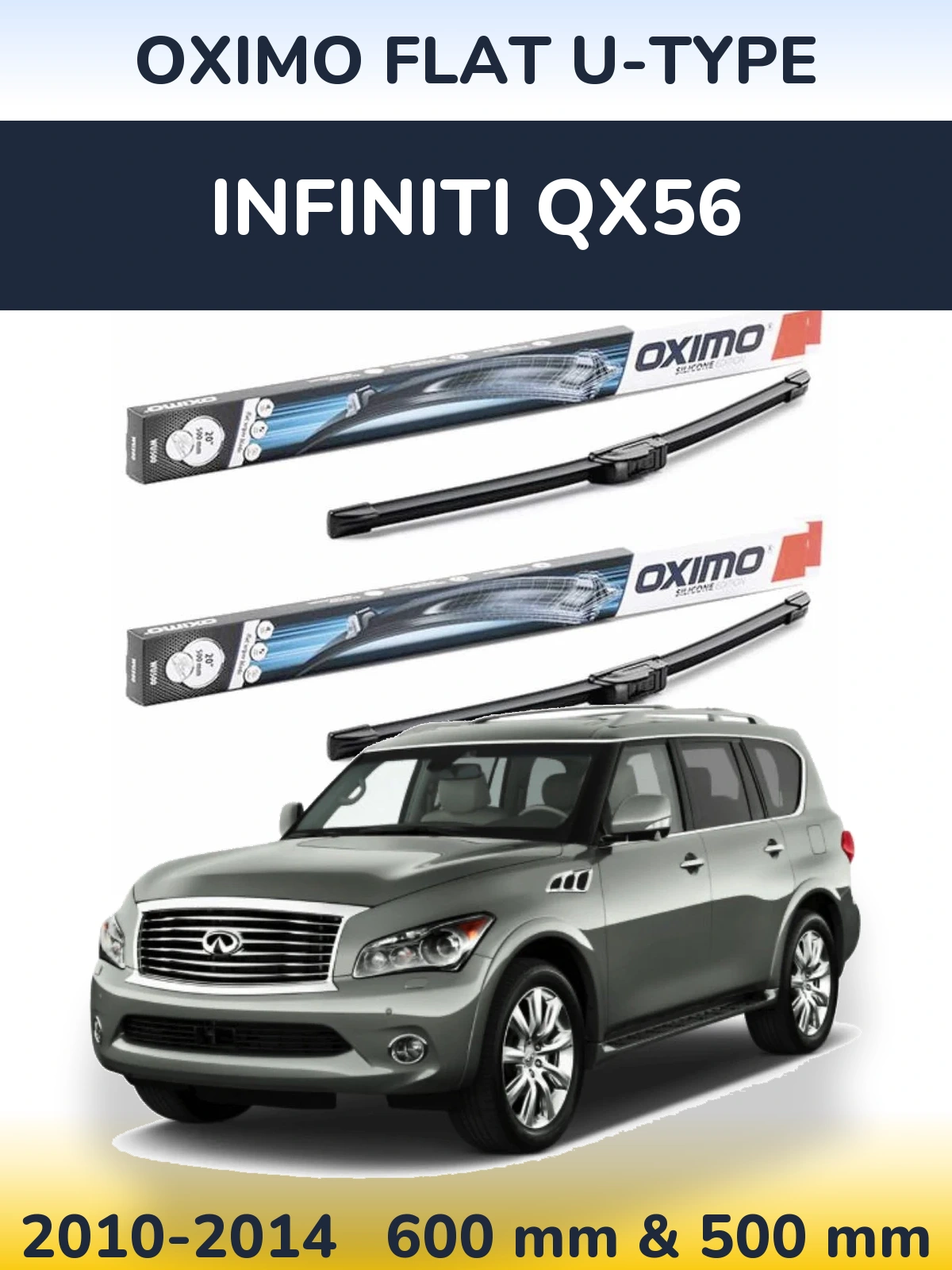 Komplet przednich wycieraczek Oximo Flat U-type 600 & 500 mm do Infiniti QX56 2010-2014