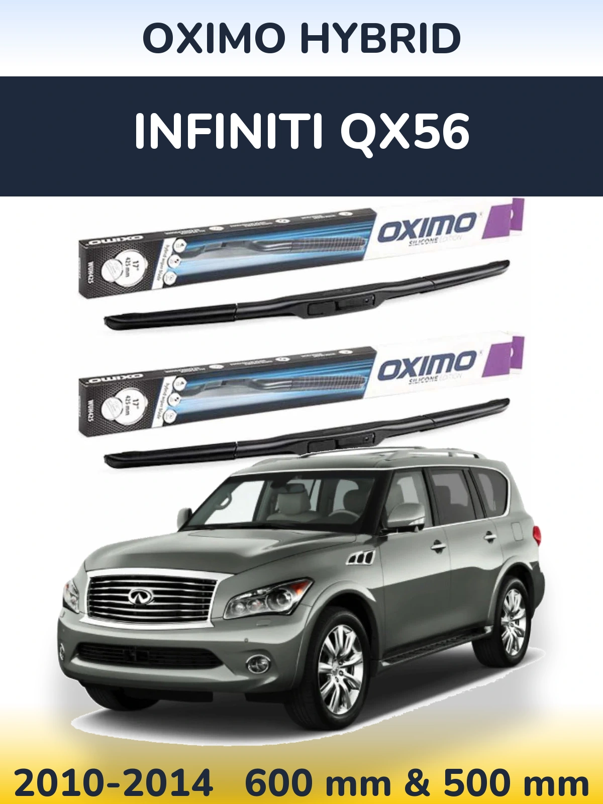 Komplet przednich wycieraczek Oximo Hybrid 600 & 500 mm do Infiniti QX56 2010-2014