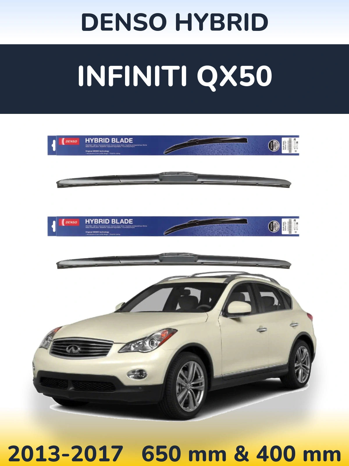 Komplet przednich wycieraczek Denso Hybrid 650 & 400 mm do Infiniti QX50 2013-2017
