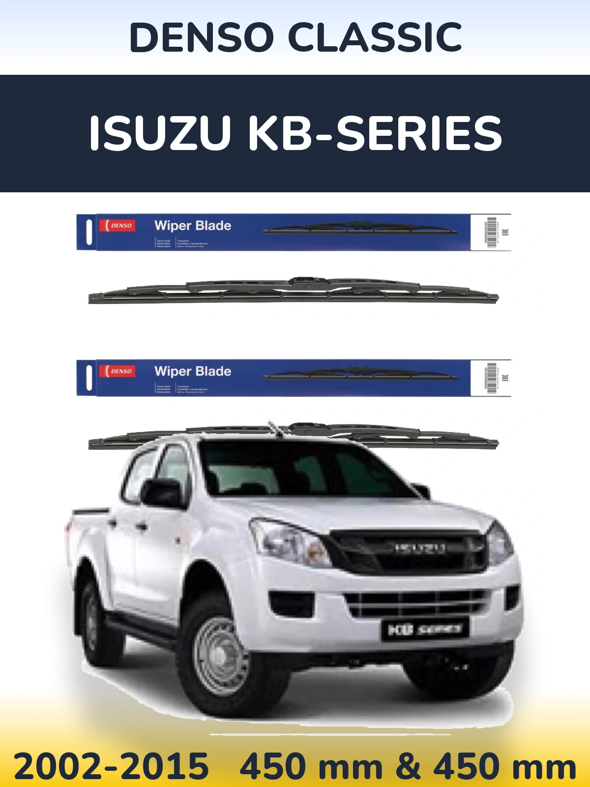 Front wiper blade set Denso Classic 450 & 450 мм for Isuzu KB-Series 2002-2015