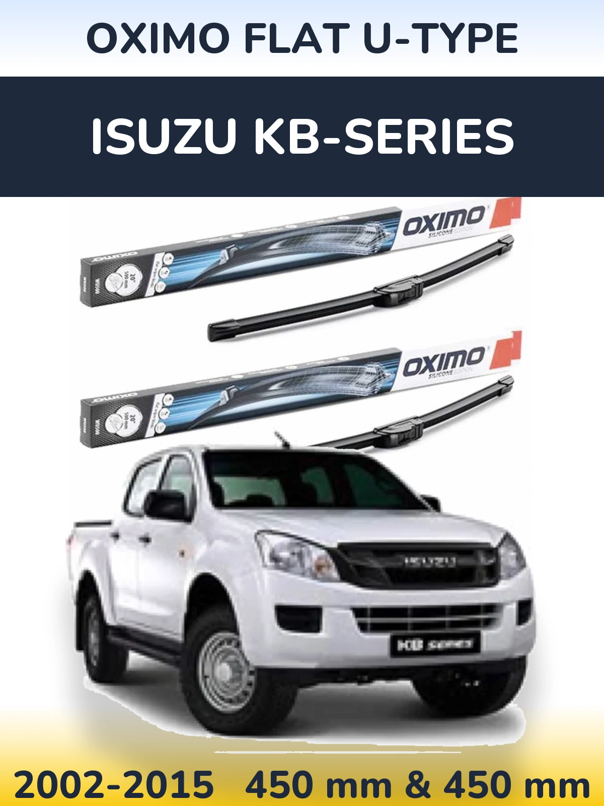 Front wiper blade set Oximo Flat U-type 450 & 450 мм for Isuzu KB-Series 2002-2015