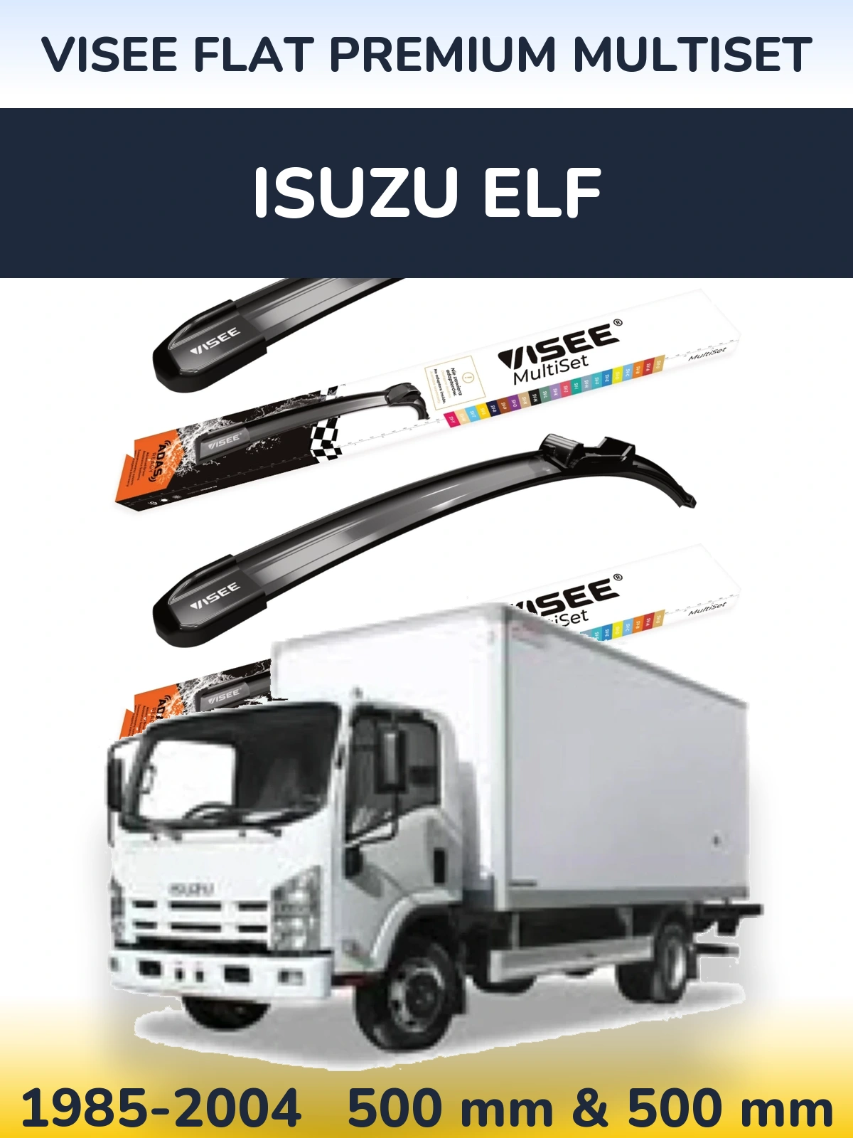 Front wiper blade set VISEE FLAT PREMIUM MultiSet 500 & 500 мм for Isuzu ELF 1985-2004