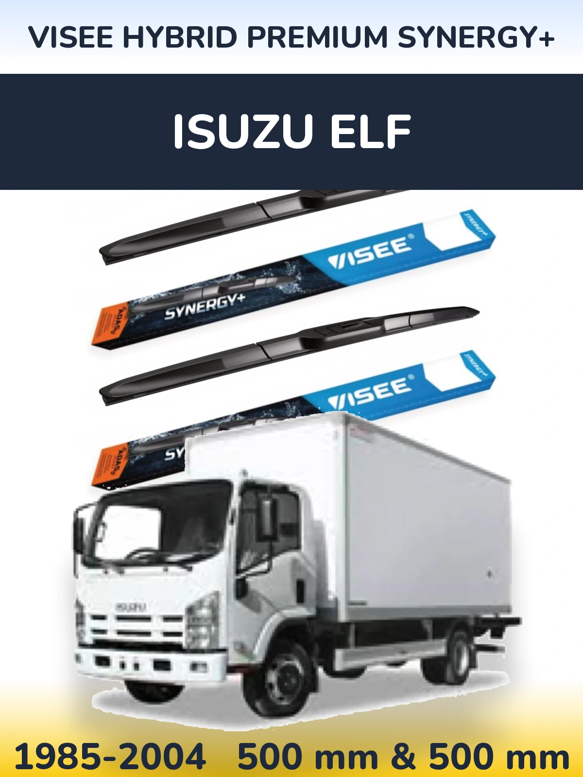 Front wiper blade set VISEE HYBRID PREMIUM SYNERGY+ 500 & 500 мм for Isuzu ELF 1985-2004