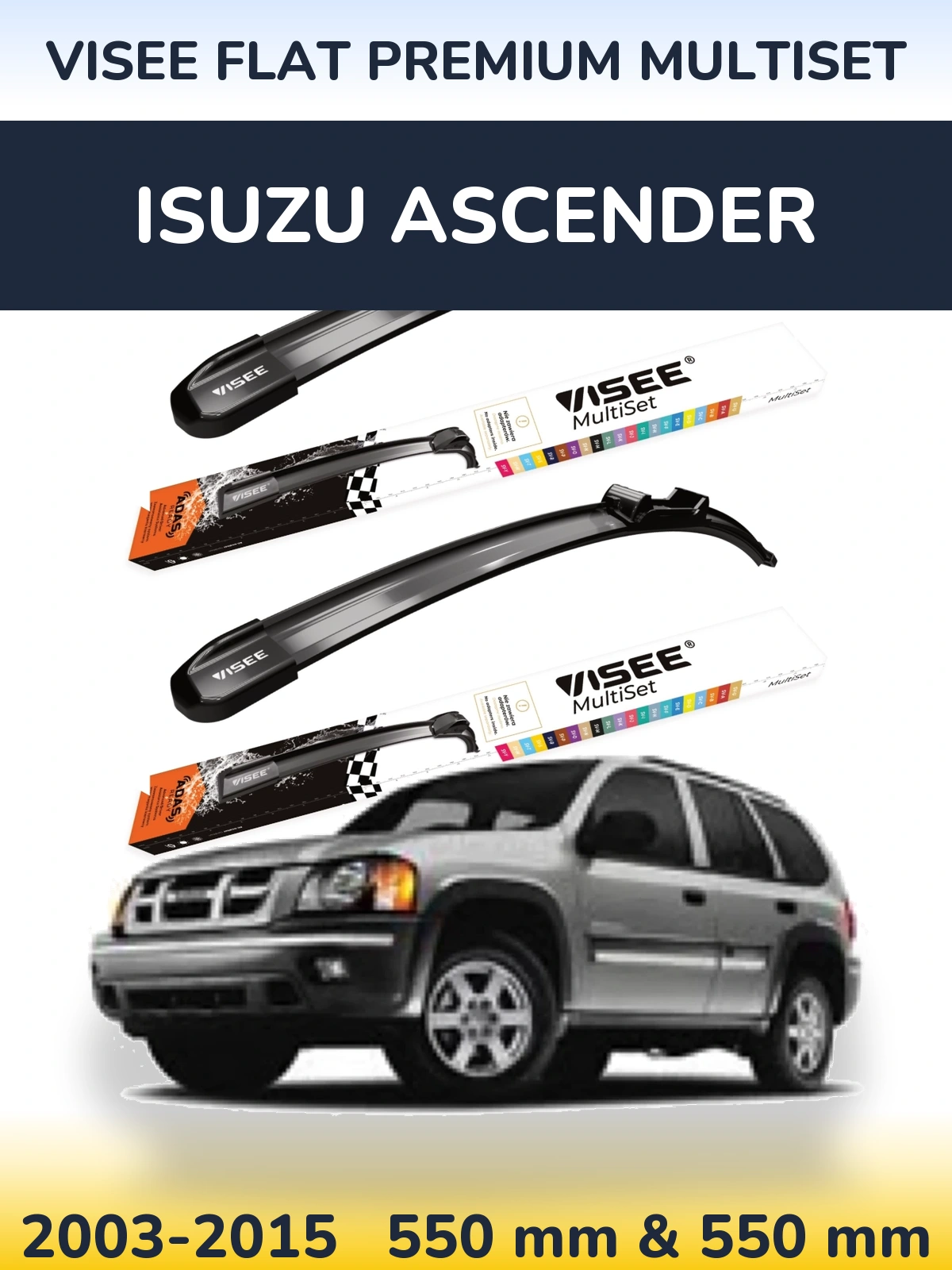 Front wiper blade set VISEE FLAT PREMIUM MultiSet 550 & 550 мм for Isuzu Ascender 2003-2015