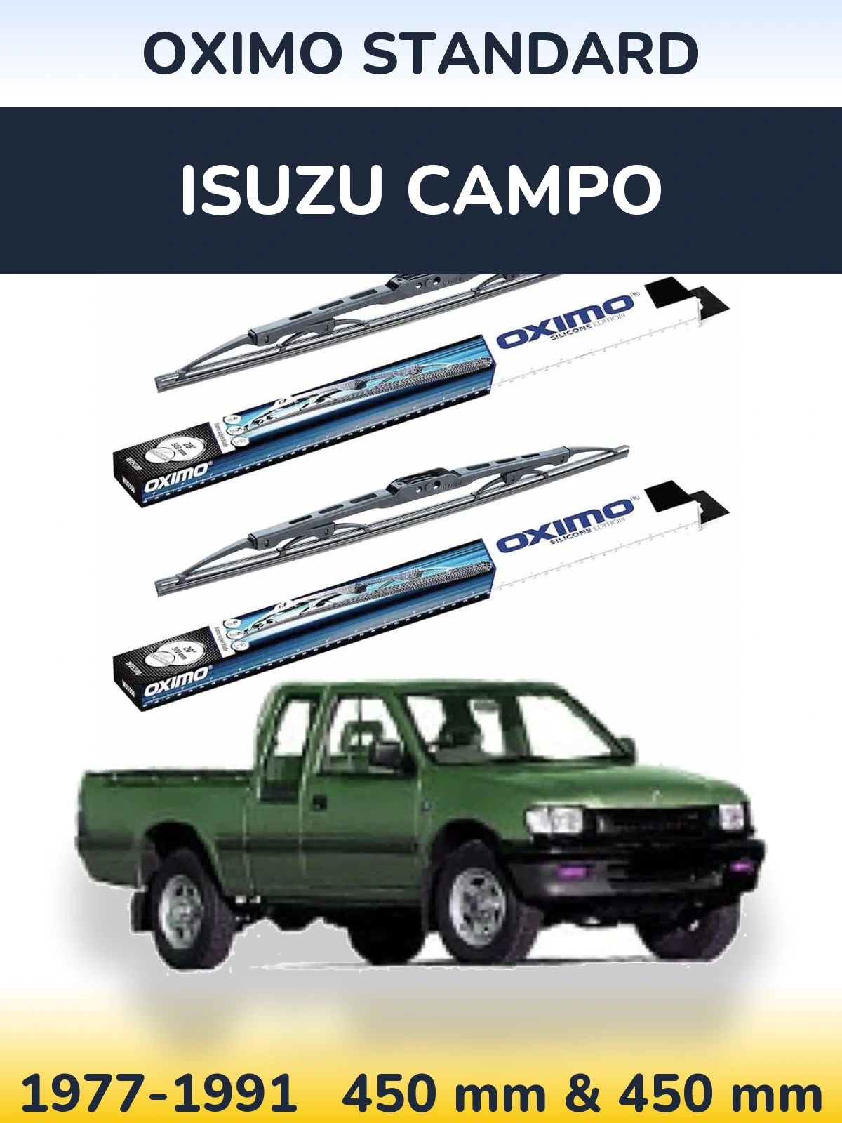 Front wiper blade set Oximo Standard 450 & 450 мм for Isuzu Campo 1977-1991