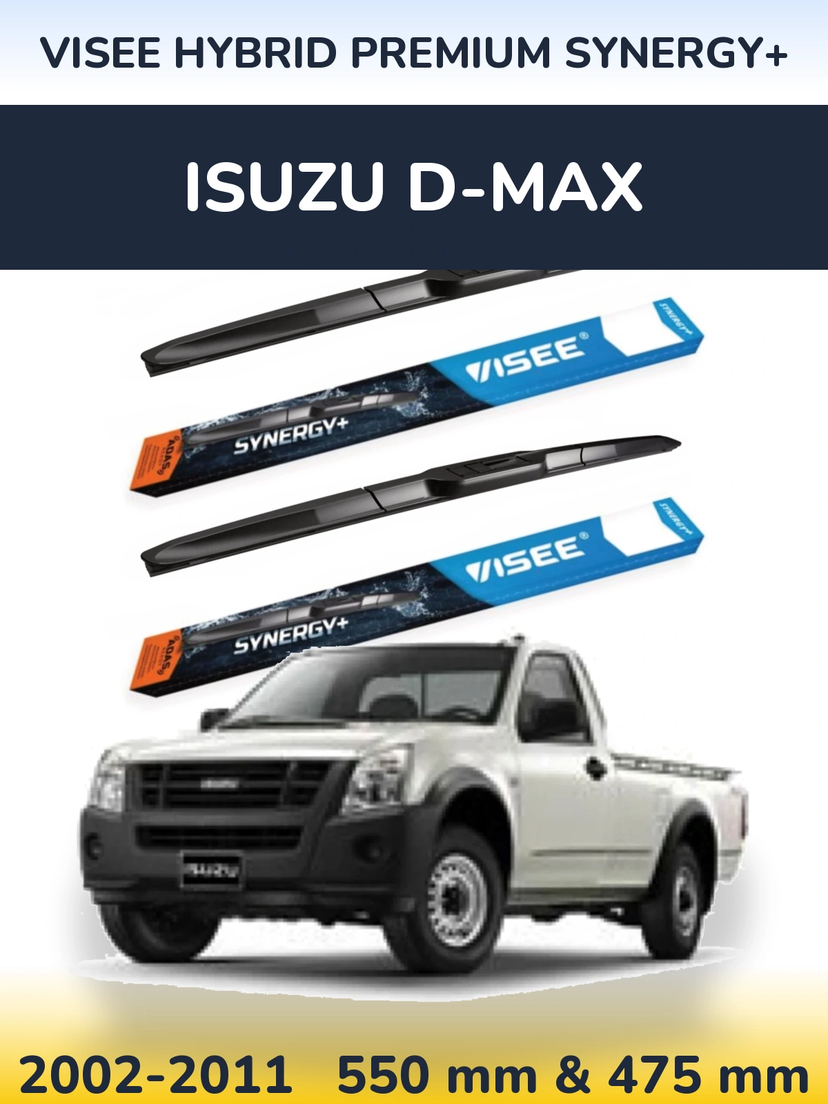 Front wiper blade set VISEE HYBRID PREMIUM SYNERGY+ 550 & 475 мм for Isuzu D-Max 2002-2011