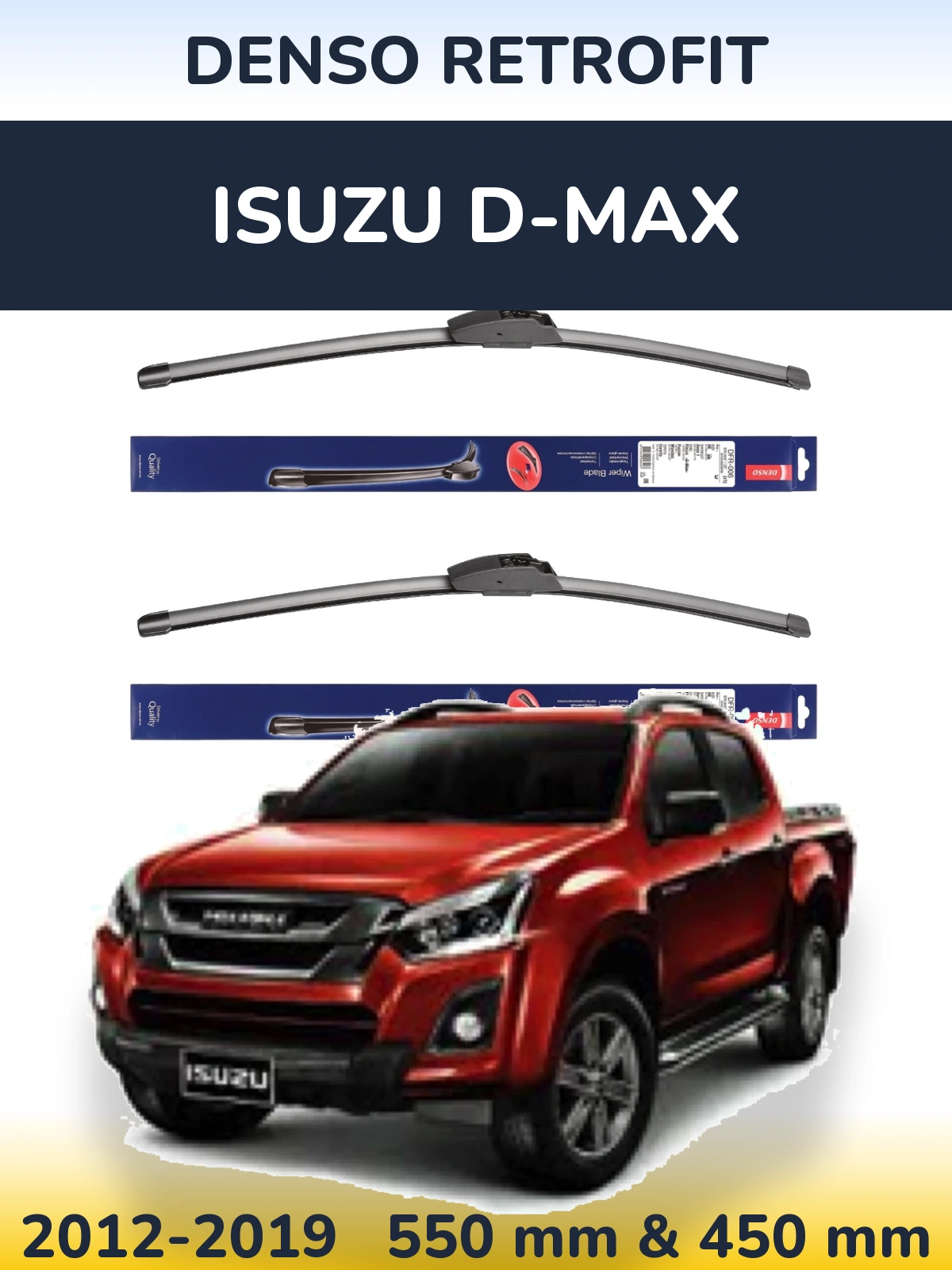 Front wiper blade set Denso Retrofit 550 & 450 мм for Isuzu D-Max 2012-2019