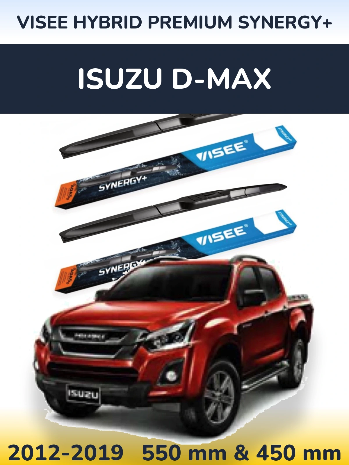 Комплект передніх щіток VISEE HYBRID PREMIUM SYNERGY+ 550 & 450 мм для Isuzu D-Max 2012-2019