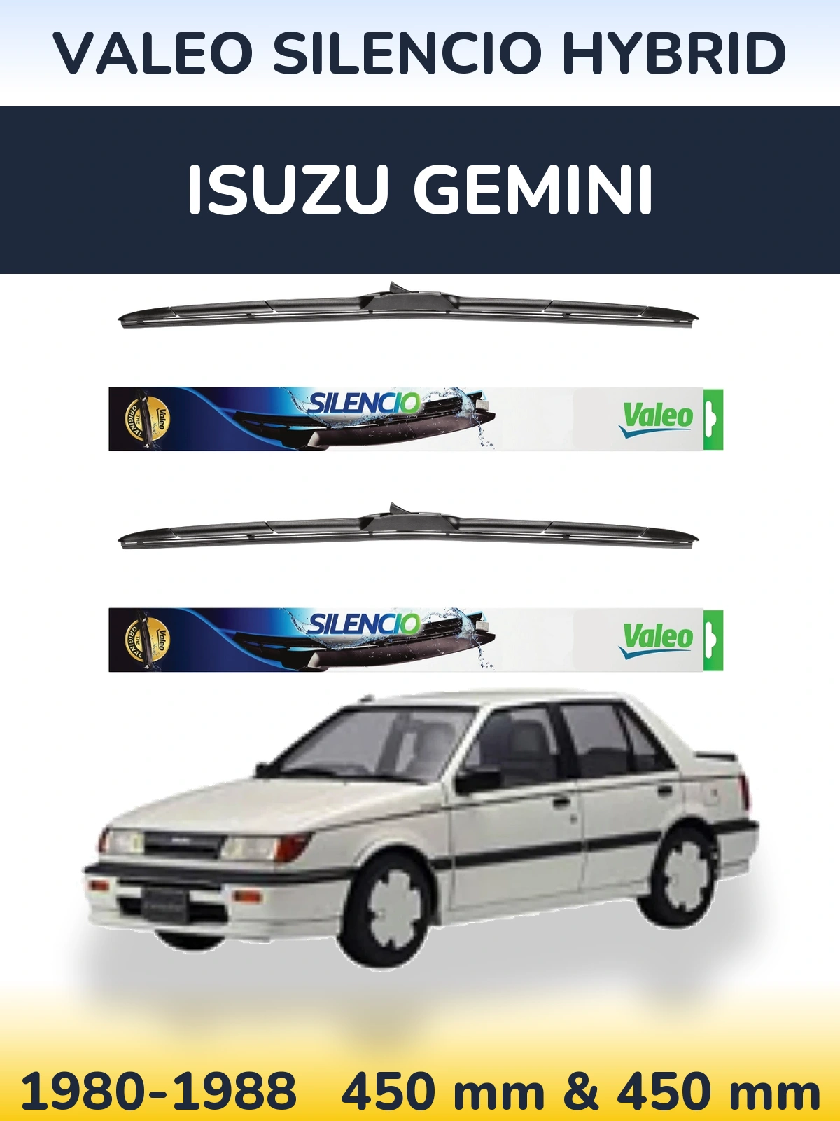 Комплект передних дворников Valeo Silencio Hybrid 450 & 450 мм для Isuzu Gemini 1980-1988