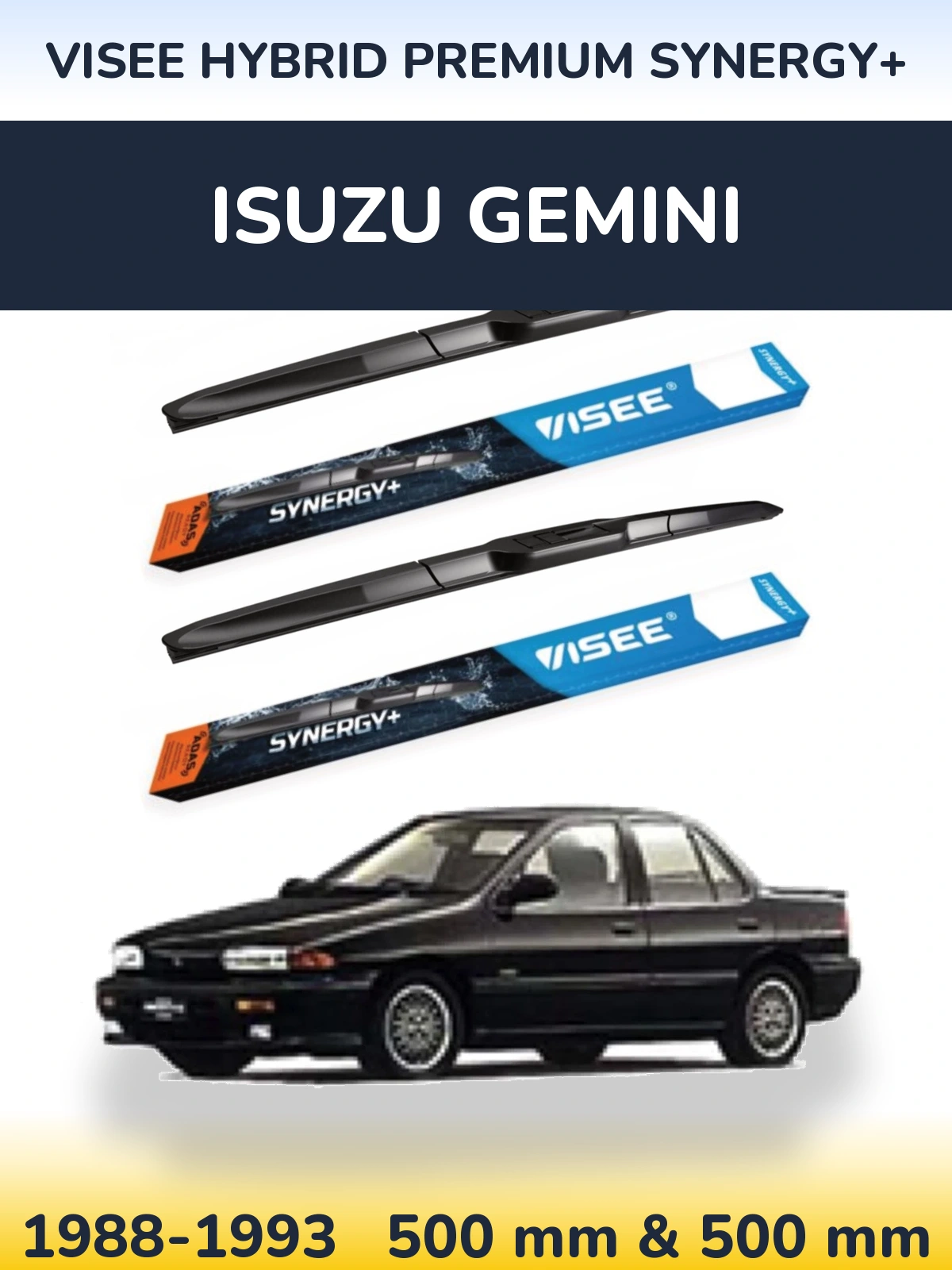 Front wiper blade set VISEE HYBRID PREMIUM SYNERGY+ 500 & 500 мм for Isuzu Gemini 1988-1993