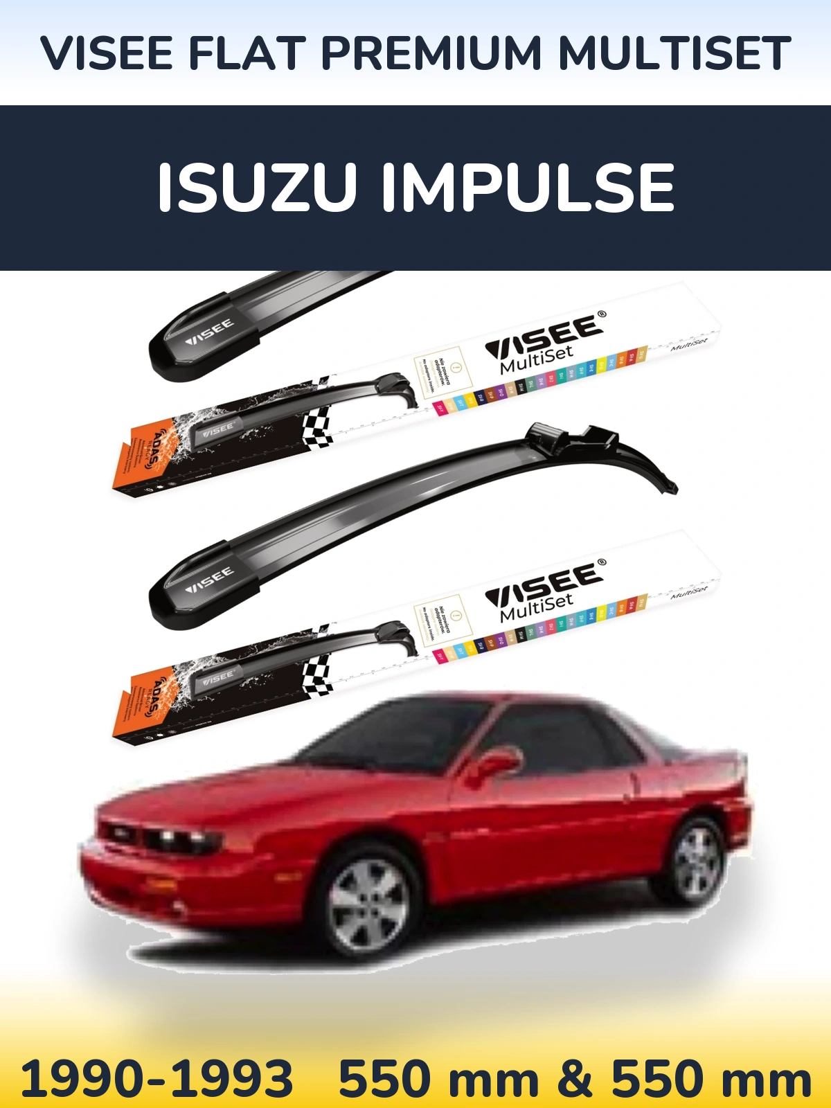Front wiper blade set VISEE FLAT PREMIUM MultiSet 550 & 550 мм for Isuzu Impulse 1990-1993