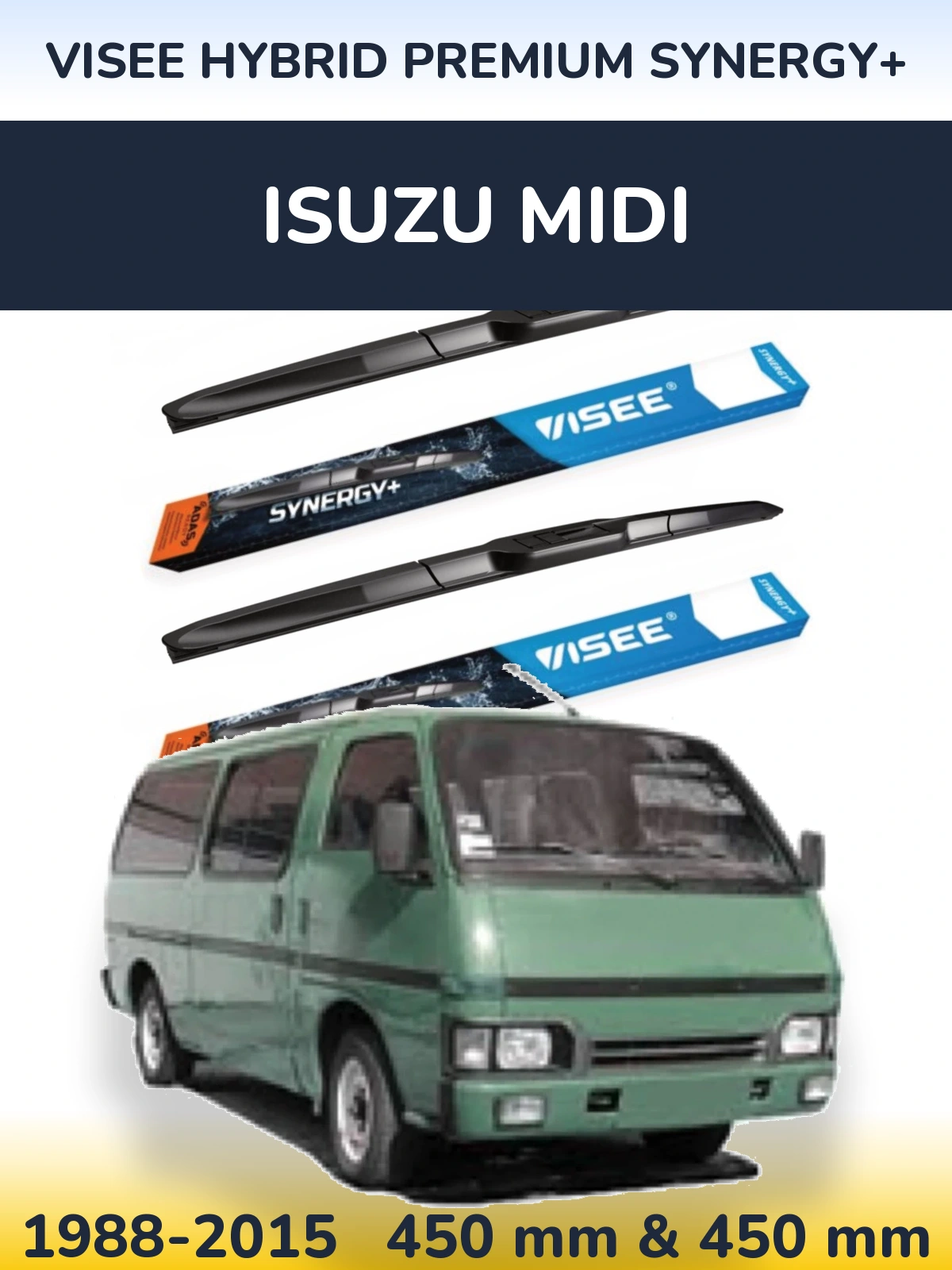 Комплект передніх щіток VISEE HYBRID PREMIUM SYNERGY+ 450 & 450 мм для Isuzu Midi 1988-2015
