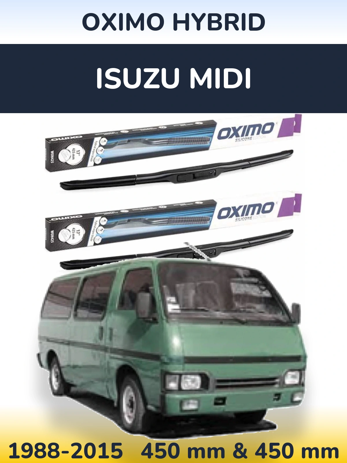 Комплект передних дворников Oximo Hybrid 450 & 450 мм для Isuzu Midi 1988-2015