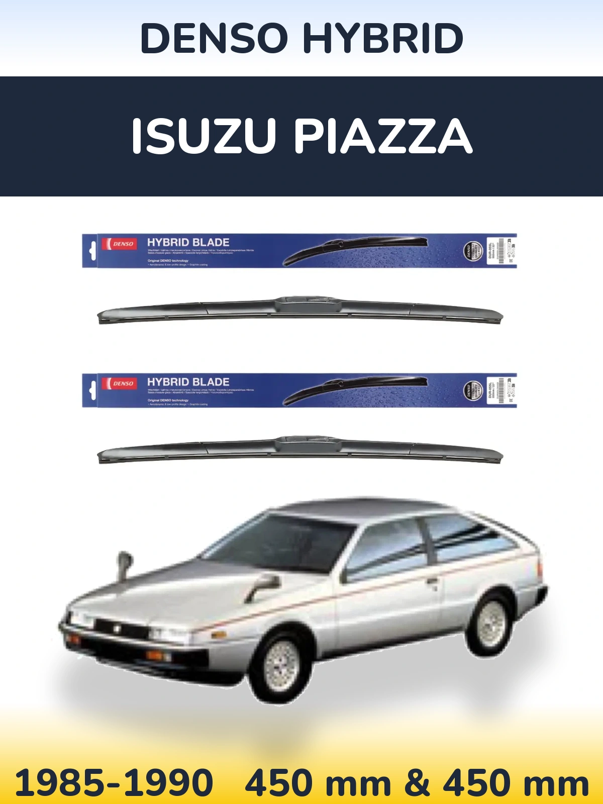 Front wiper blade set Denso Hybrid 450 & 450 мм for Isuzu Piazza 1985-1990