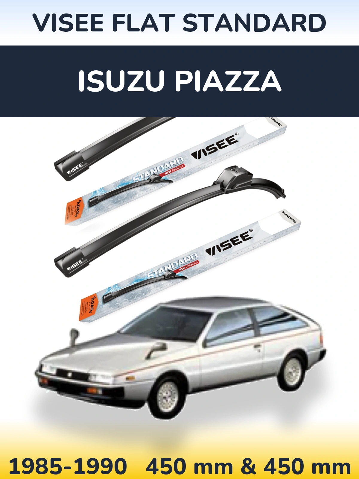 Front wiper blade set VISEE FLAT STANDARD 450 & 450 мм for Isuzu Piazza 1985-1990