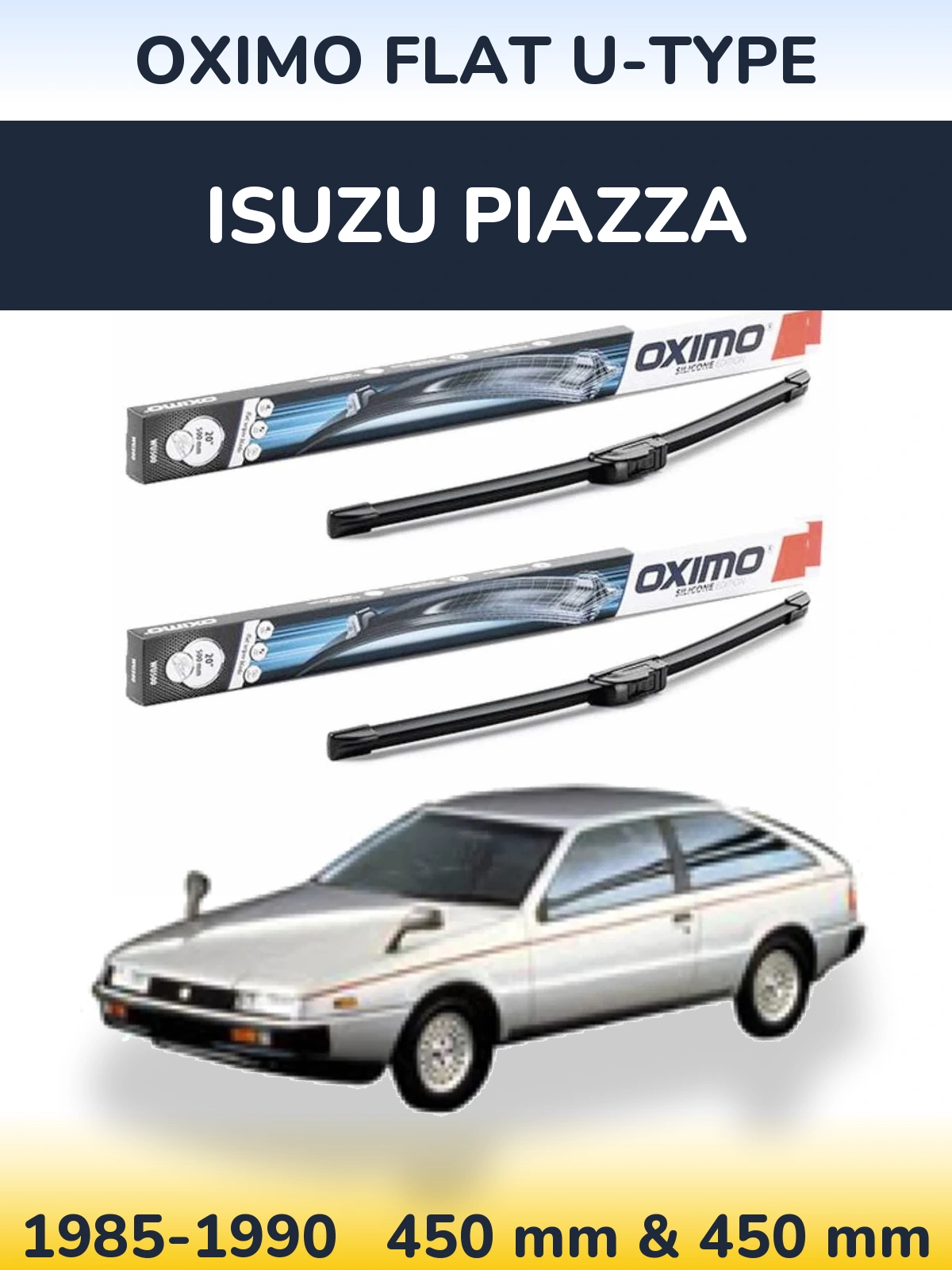 Front wiper blade set Oximo Flat U-type 450 & 450 мм for Isuzu Piazza 1985-1990