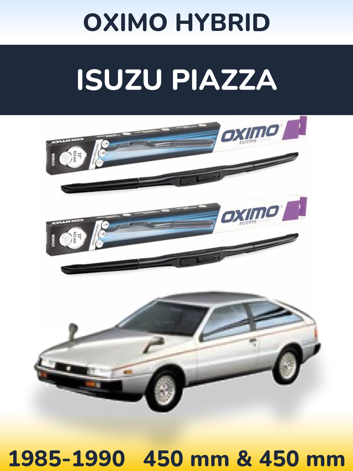 Front wiper blade set Oximo Hybrid 450 & 450 мм for Isuzu Piazza 1985-1990