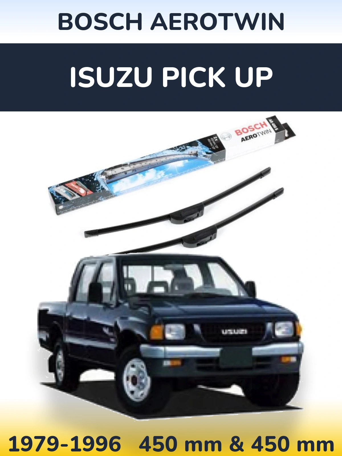 Front wiper blade set BOSCH AeroTwin 450 & 450 мм for Isuzu Pick Up 1979-1996