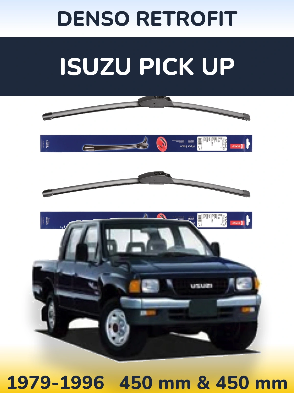 Komplet przednich wycieraczek Denso Retrofit 450 & 450 mm do Isuzu Pick Up 1979-1996