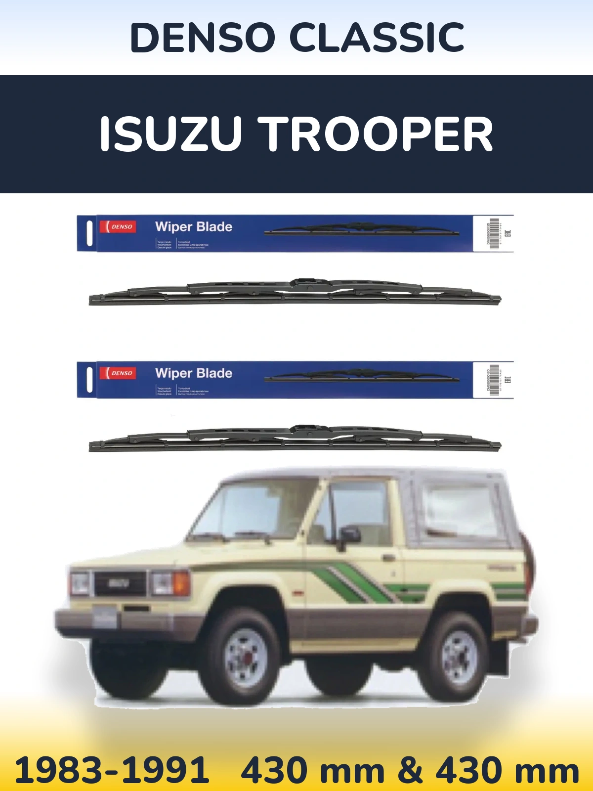 Комплект передних дворников Denso Classic 430 & 430 мм для Isuzu Trooper 1983-1991