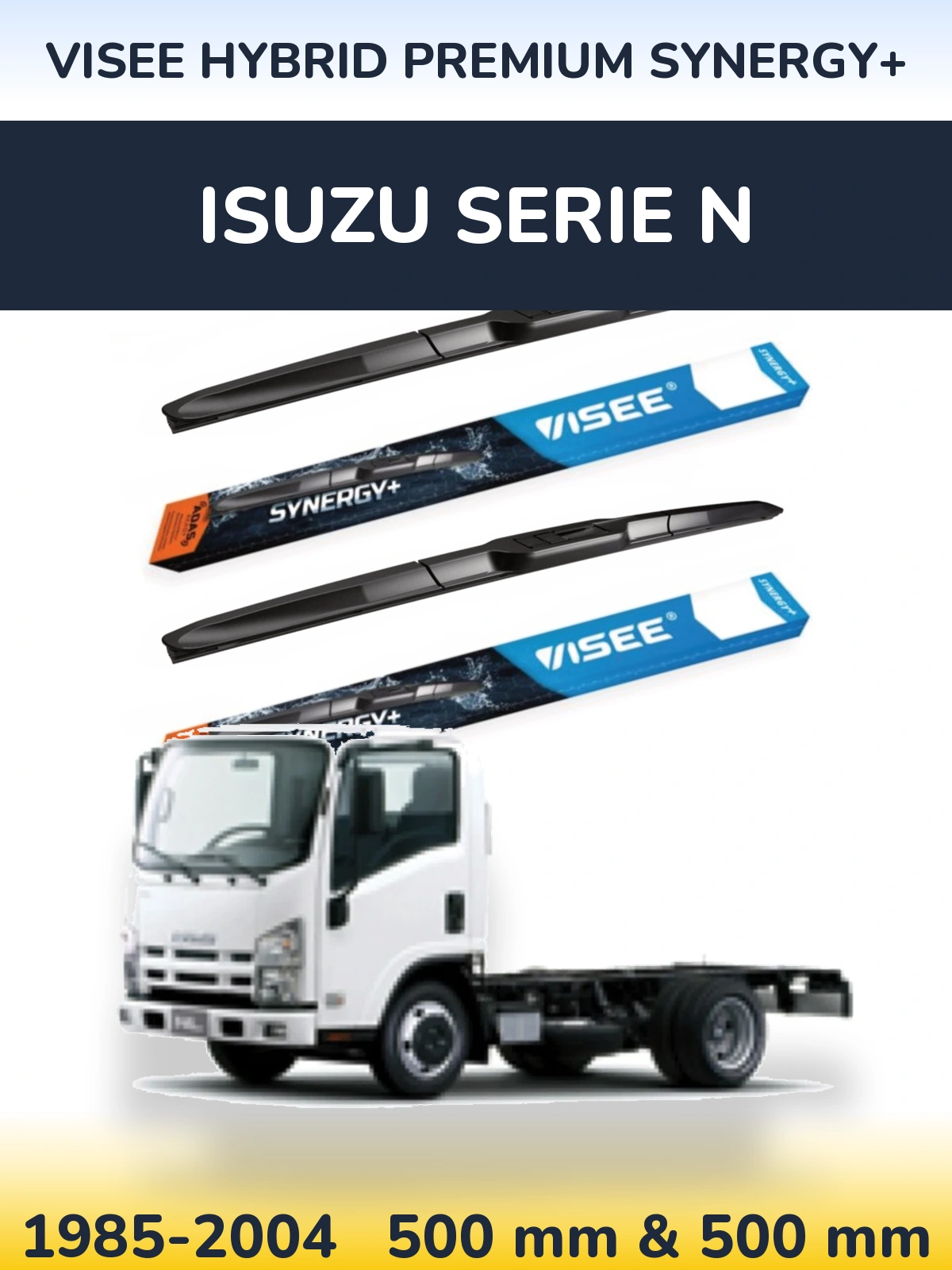Komplet przednich wycieraczek VISEE HYBRID PREMIUM SYNERGY+ 500 & 500 mm do Isuzu Serie N 1985-2004