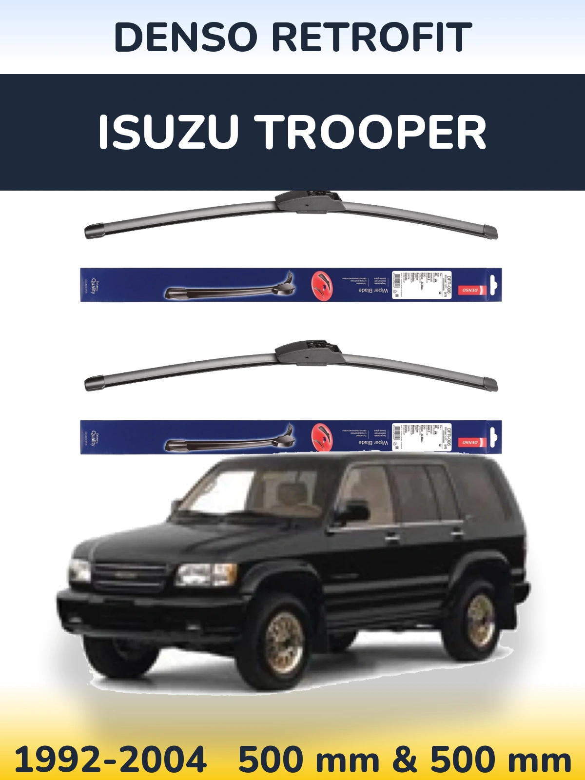 Front wiper blade set Denso Retrofit 500 & 500 мм for Isuzu Trooper 1992-2004