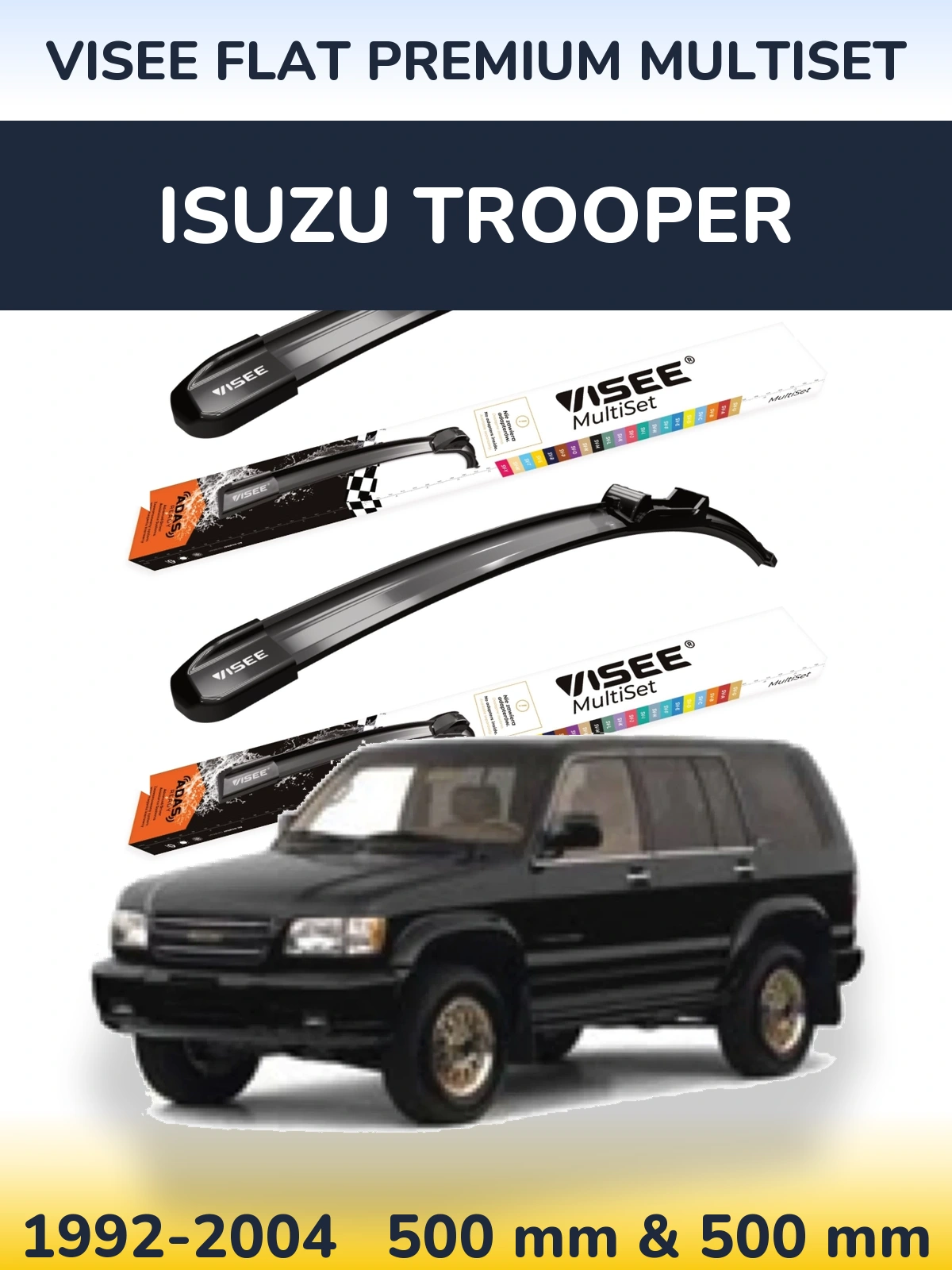 Комплект передніх щіток VISEE FLAT PREMIUM MultiSet 500 & 500 мм для Isuzu Trooper 1992-2004