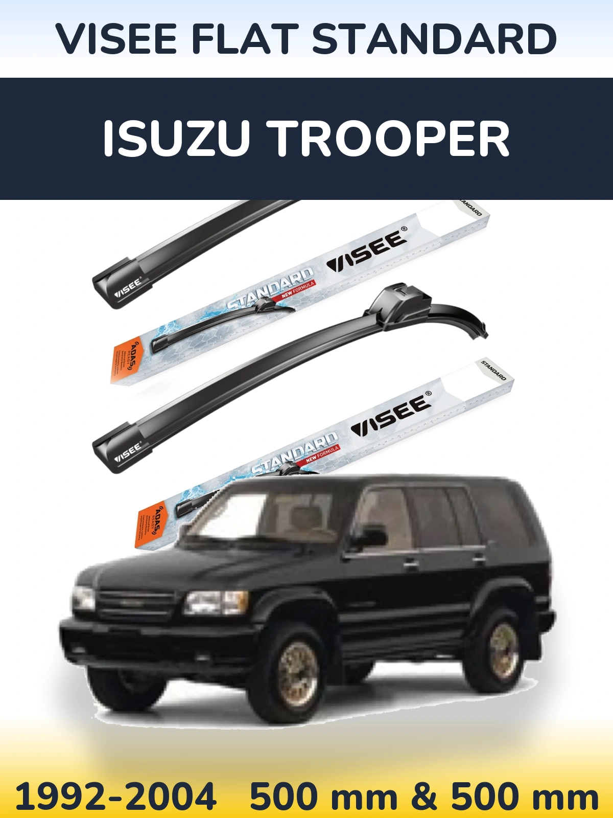 Комплект передних дворников VISEE FLAT STANDARD 500 & 500 мм для Isuzu Trooper 1992-2004