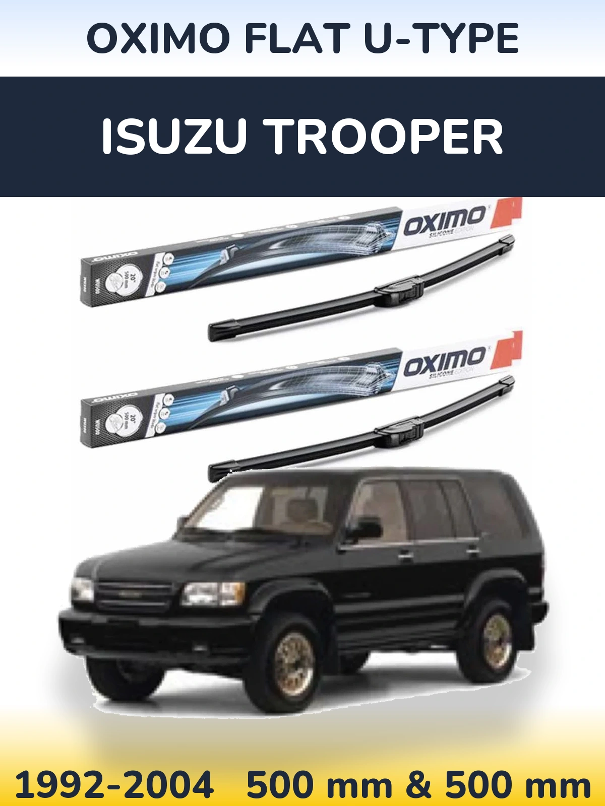 Front wiper blade set Oximo Flat U-type 500 & 500 мм for Isuzu Trooper 1992-2004