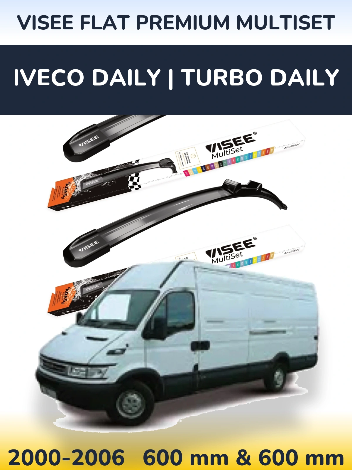 Front wiper blade set VISEE FLAT PREMIUM MultiSet 600 & 600 мм for Iveco Daily | Turbo Daily 2000-2006
