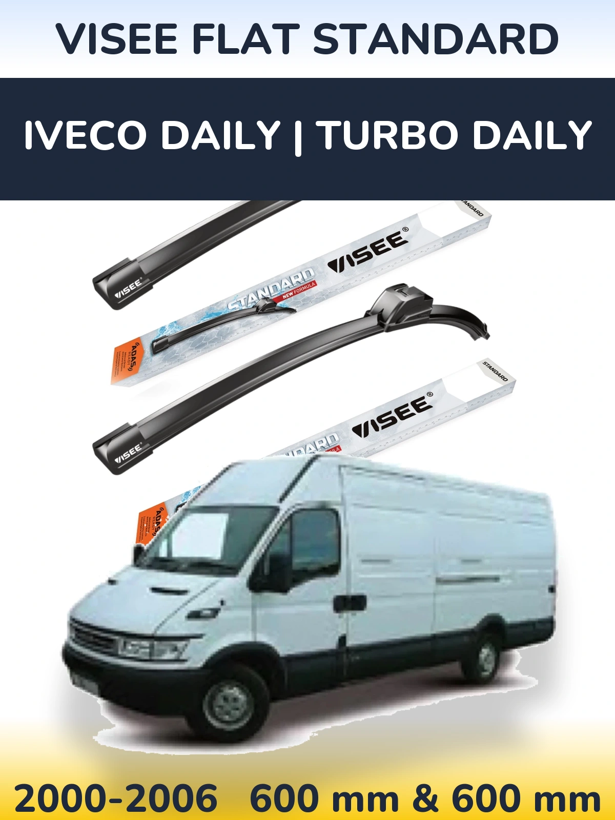 Front wiper blade set VISEE FLAT STANDARD 600 & 600 мм for Iveco Daily | Turbo Daily 2000-2006