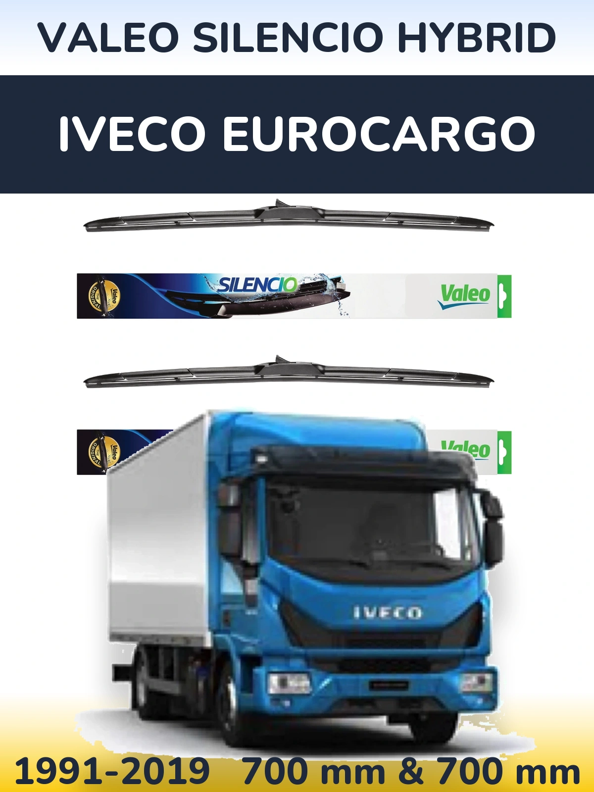 Комплект передних дворников Valeo Silencio Hybrid 700 & 700 мм для Iveco EuroCargo 1991-2019
