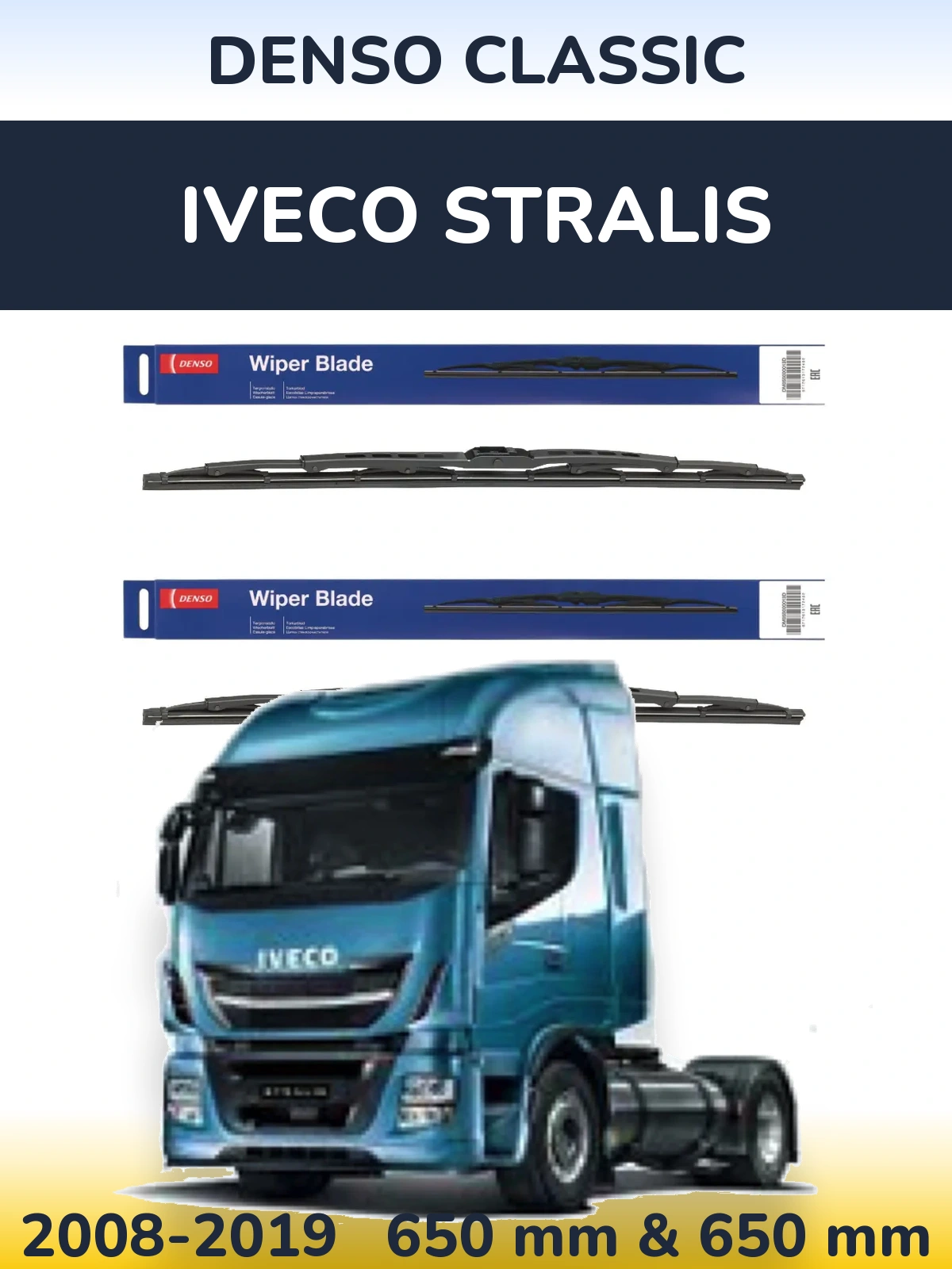 Komplet przednich wycieraczek Denso Classic 650 & 650 mm do Iveco Stralis 2008-2019