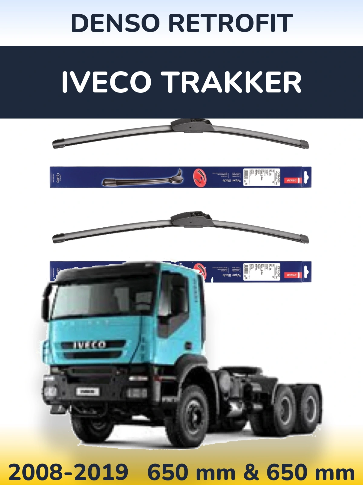 Komplet przednich wycieraczek Denso Retrofit 650 & 650 mm do Iveco Trakker 2008-2019