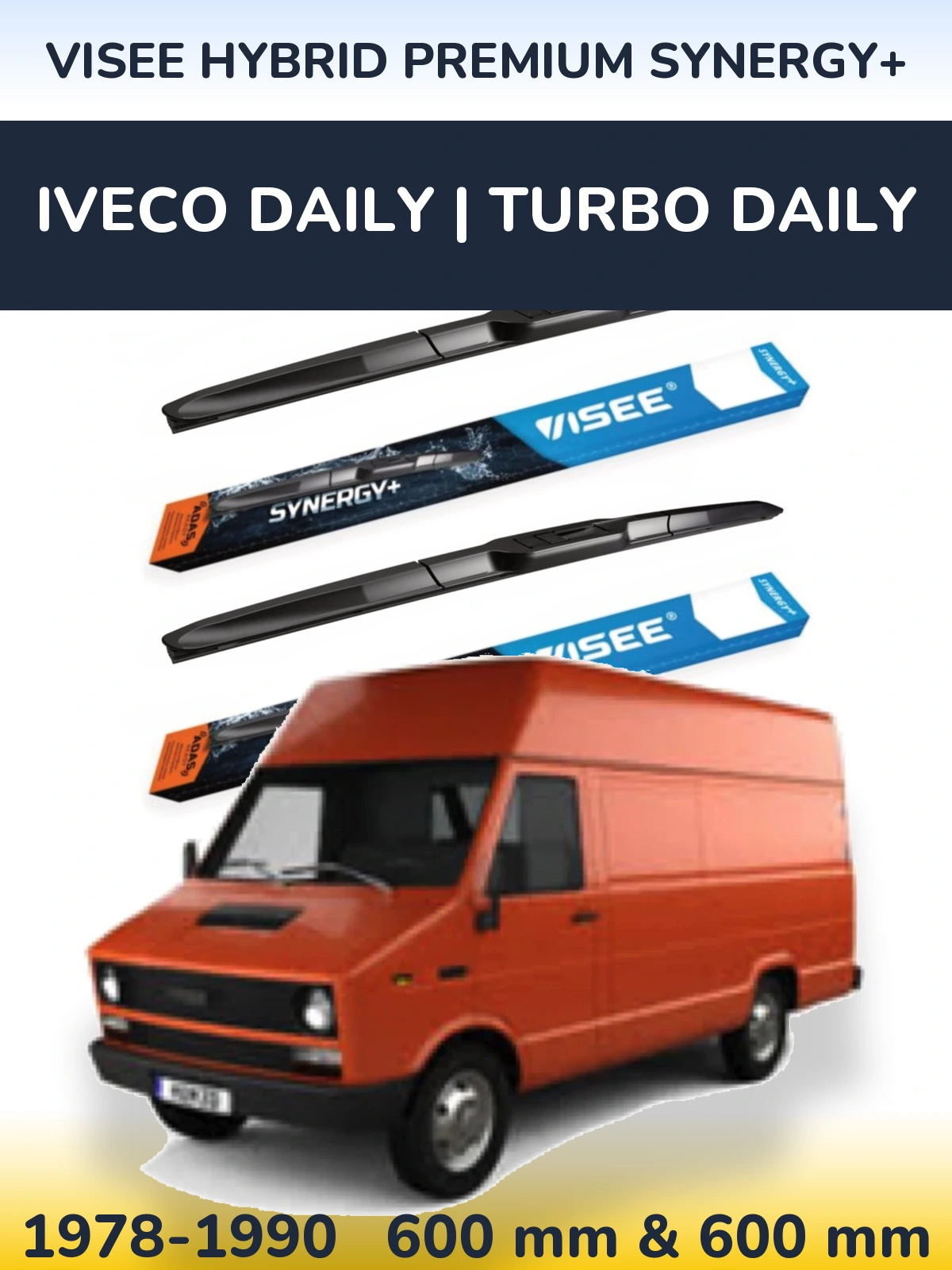 Комплект передніх щіток VISEE HYBRID PREMIUM SYNERGY+ 600 & 600 мм для Iveco Daily | Turbo Daily 1978-1990