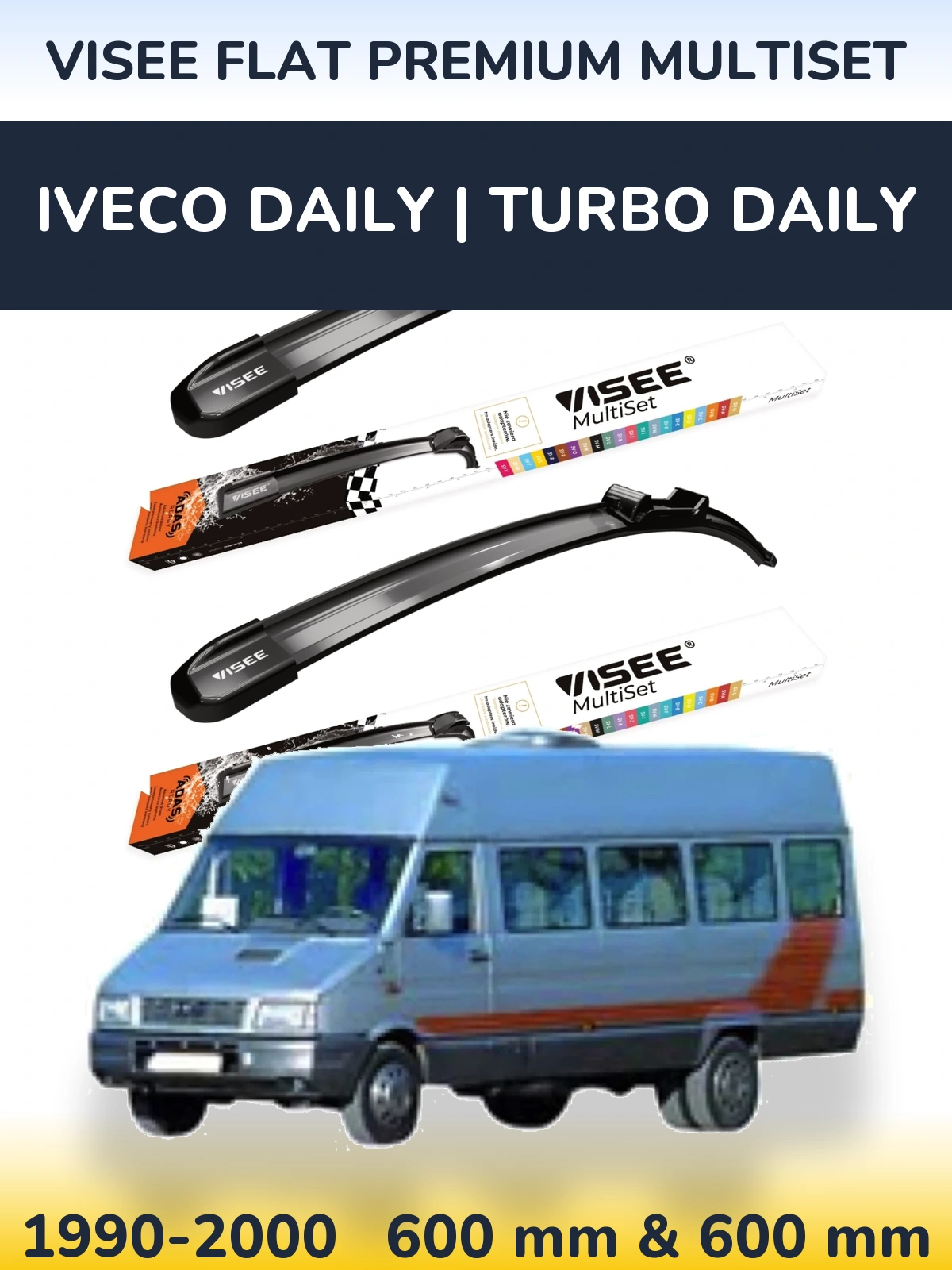 Front wiper blade set VISEE FLAT PREMIUM MultiSet 600 & 600 мм for Iveco Daily | Turbo Daily 1990-2000
