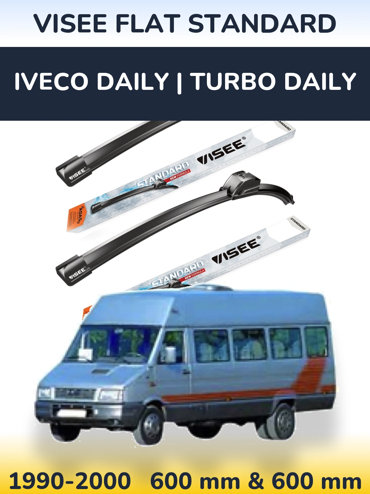 Front wiper blade set VISEE FLAT STANDARD 600 & 600 мм for Iveco Daily | Turbo Daily 1990-2000