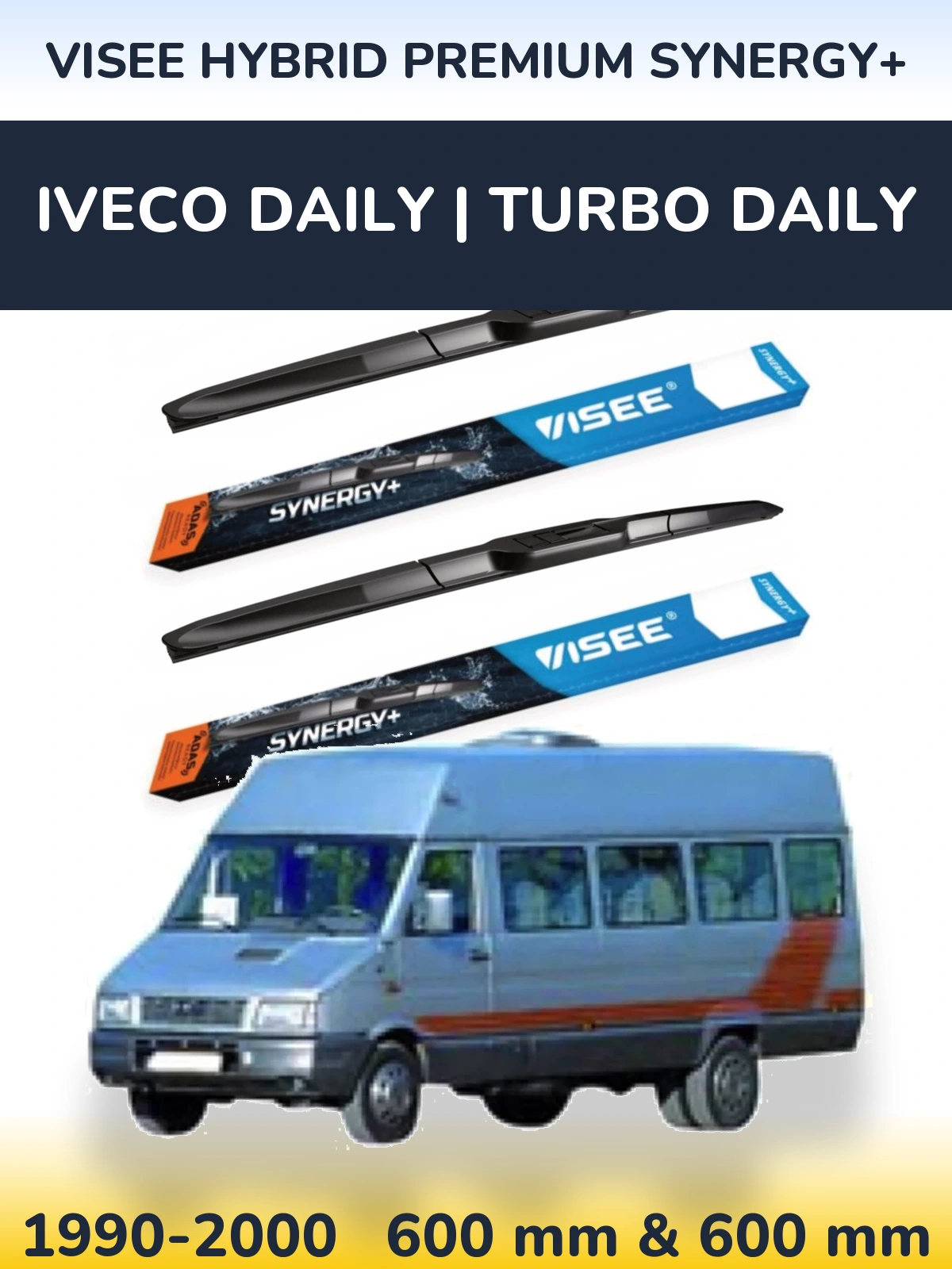 Front wiper blade set VISEE HYBRID PREMIUM SYNERGY+ 600 & 600 мм for Iveco Daily | Turbo Daily 1990-2000