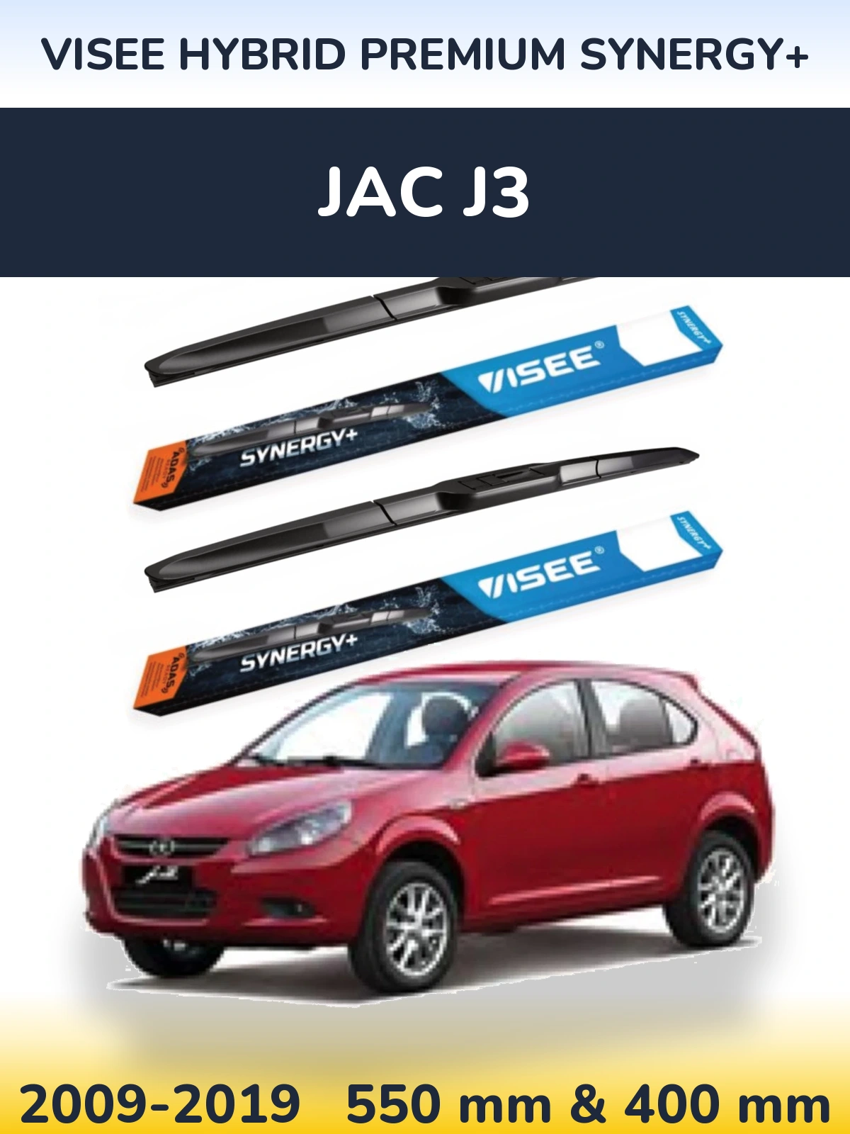 Комплект передніх щіток VISEE HYBRID PREMIUM SYNERGY+ 550 & 400 мм для JAC J3 2009-2019